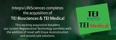 Integra LifeSciences Completed Acquisition of TEI Biosciences and TEI Medical