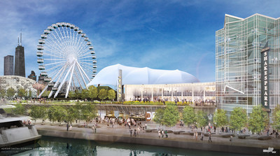 Chicago Shakespeare Theater and Navy Pier, Inc announce plans for an innovative, bold theater space: The Yard at Chicago Shakespeare. Designed by UK-based Charcoalblue and Chicago's Adrian Smith + Gordon Gill Architecture, the project repurposes components of the venue formerly known as Skyline Stage, located adjacent to Chicago Shakespeare. The year-round, flexible venue can be configured in a variety of shapes and sizes with audience capacities ranging from 150 to 850. (C) Adrian Smith...