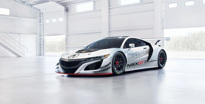 Acura unveiled the NSX GT3 race car at the New York International Auto Show on March 23, 2016.