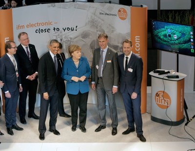 Merkel and Obama Visit ifm's Trade Fair Stand