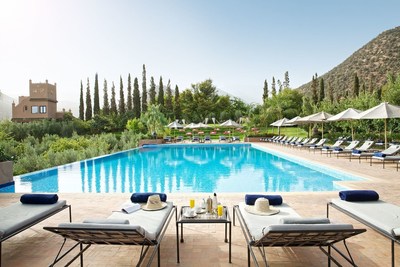 Take a dip in Kasbah Tamadot's outdoor infinity pool
