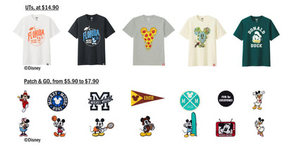 An assortment of products are sold exclusively at the UNIQLO store at Disney Springs and at the Uniqlo.com online store, featuring iconic Disney characters like Mickey Mouse, as well as "city" T-Shirts including Orlando, Florida. The store also sells exclusive Disney-themed patches, which can be ironed onto any UNIQLO item of clothing on the spot as a complimentary service.