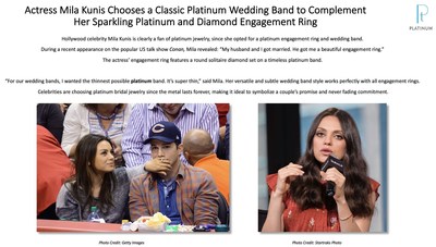 Actress Mila Kunis Chooses a Classic Platinum Wedding Band to Complement her Sparkling Platinum and Diamond Engagement Ring