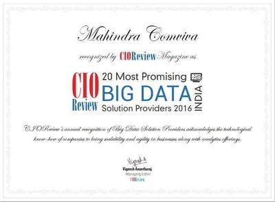 Das Magazin CIOReview nimmt Mahindra Comviva in die Liste der 20 vielversprechendsten Lösungsanbieter für Big Data auf