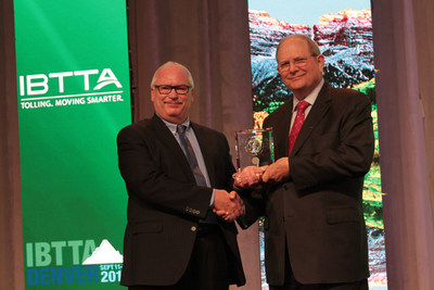Mr. Gary Trietsch (right), Executive Director of Harris County Toll Road, received the IBTTA 2016 Toll Excellence Award. He is pictured here with David Machamer, Oklahoma Turnpike Authority, chair of IBTTA's Toll Excellence Award Program.