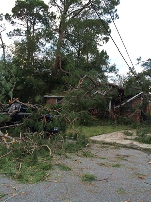 Severe damage at a Coastal Georgia home. Georgia Power estimates that thousands of customers in some of the hardest hits areas of the coast may not be able to reconnect to Georgia Power service due to extensive damage. 