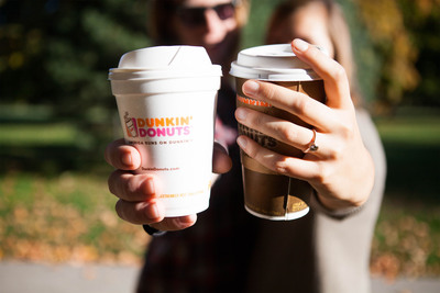 Dunkin' Donuts celebrates Valentine's Day with a full schedule of social programming: chance to win a year’s worth of coffee and donuts with #DunkinLoveContest on Instagram, a Facebook Live musical performance with Us The Duo, an iMessage custom card builder, the launch of an emoji keyboard and new Snapchat geofilters. Pictured: Olivia and Rob, a young couple from Missouri whose love story involved Dunkin' Donuts from their first date to their wedding.
