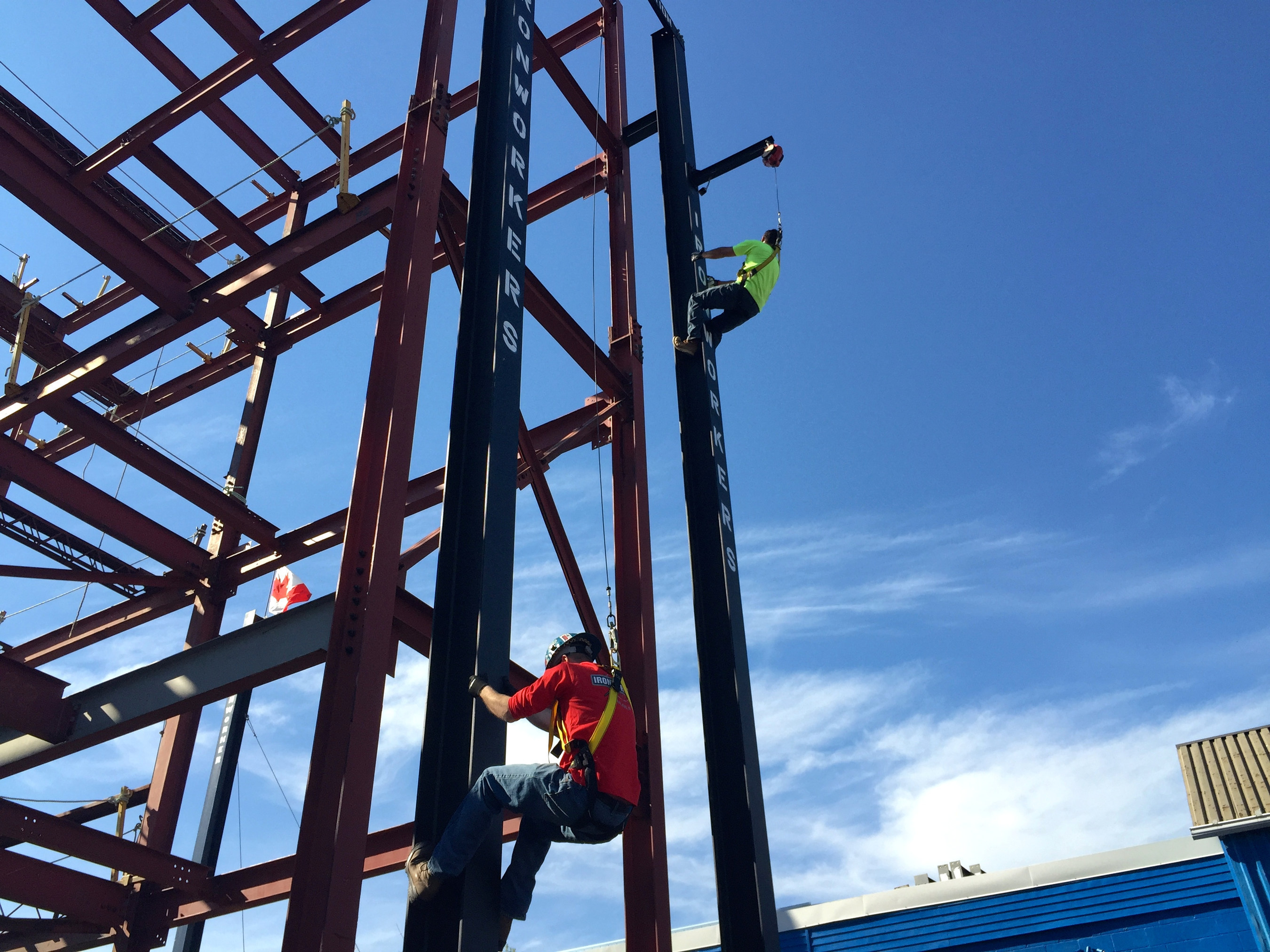 Race to the top in the Ironworker Apprentice column climb. (PRNewsFoto/Iron Workers Union)