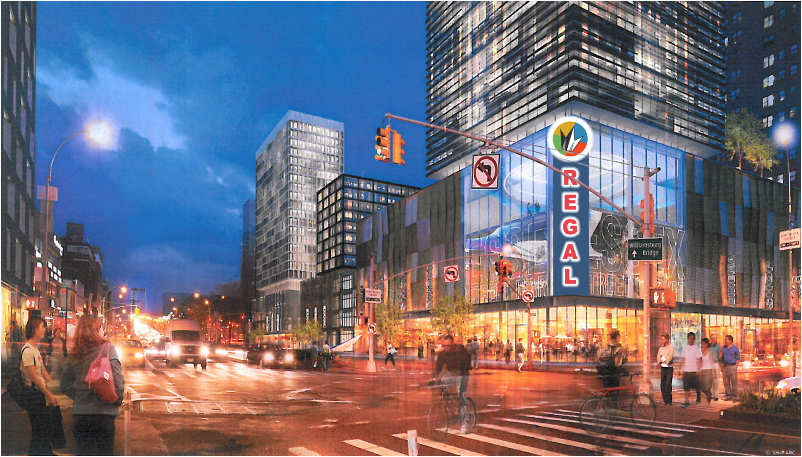 Regal Entertainment Group announces construction plans for a new Regal Cinemas in Manhattan with luxurious recliners in every auditorium. Image Source: Delancey Street Associates