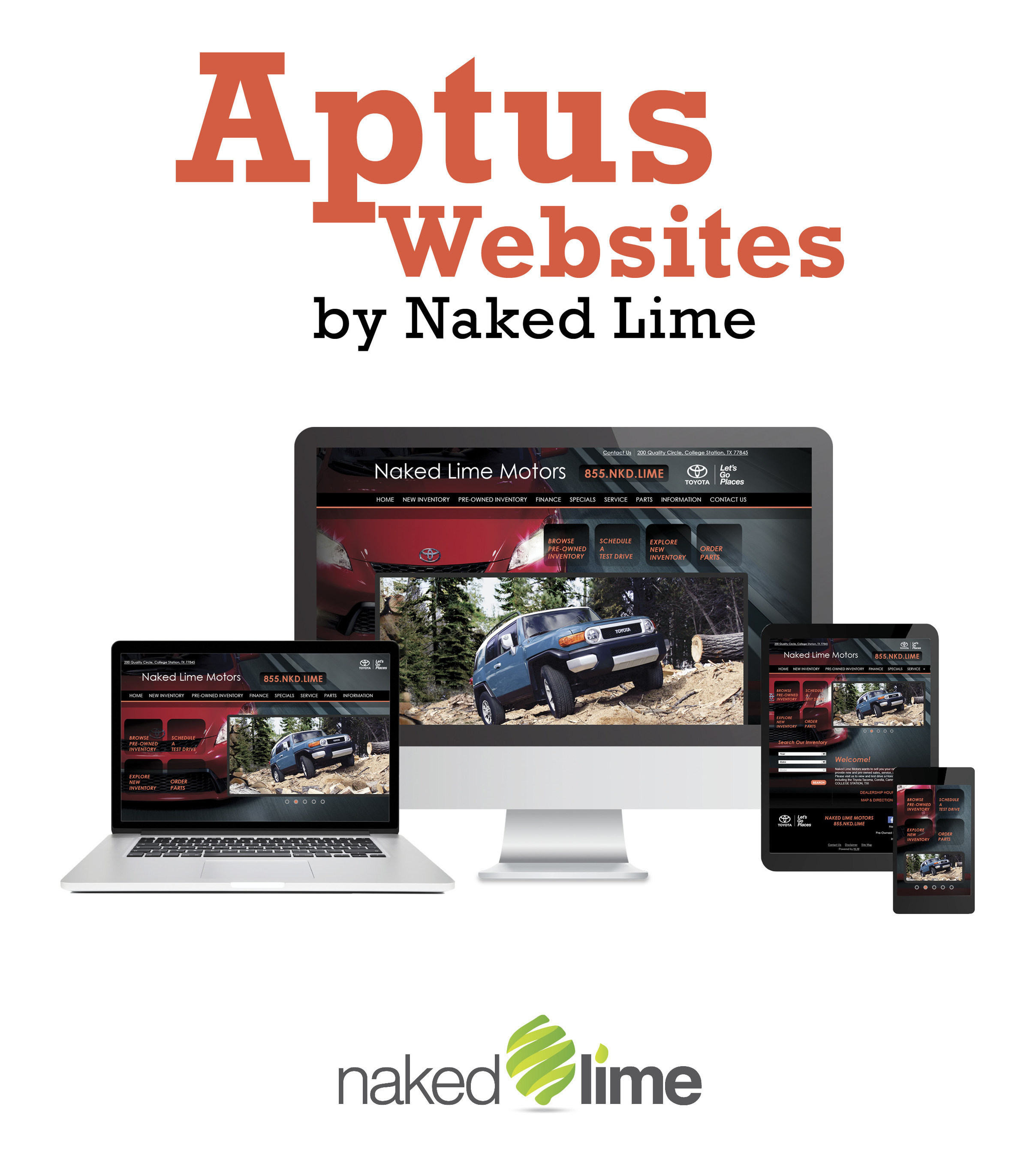 New Aptus Websites from Naked Lime Marketing: An unparalleled mix of flexibility and service for dealers and their customers.