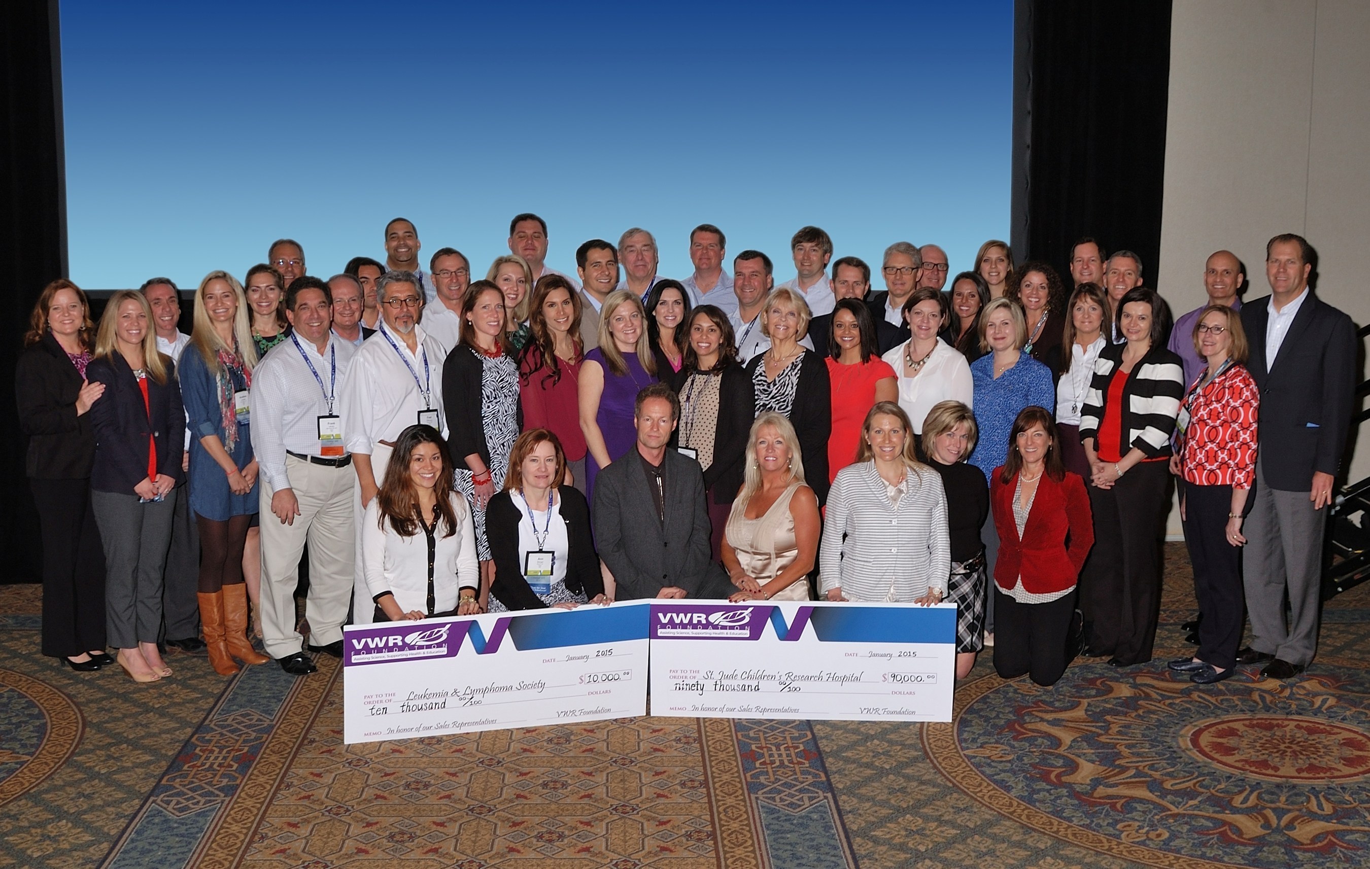 The VWR Foundation Donated Dollars in Honor of the VWR's Sales Force.  The recipients of the donations are St. Jude Children's Research Hospital for $90,000 and Leukemia & Lymphoma Society for $10,000.