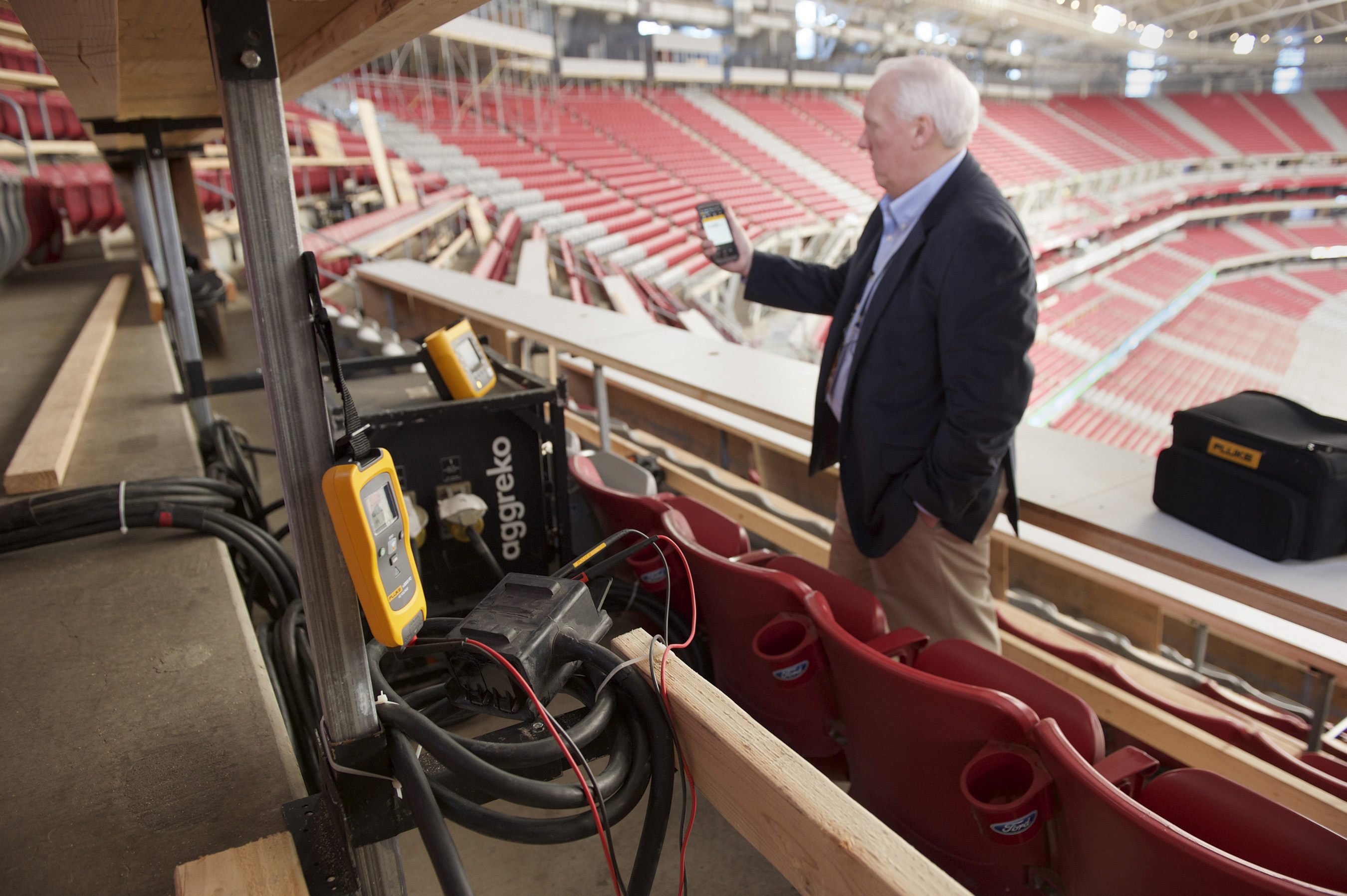 The company is responsible for electrical/communications network reliability at the University of Phoenix stadium hosting the big game and part of their arsenal to keep it all working is Fluke tools.