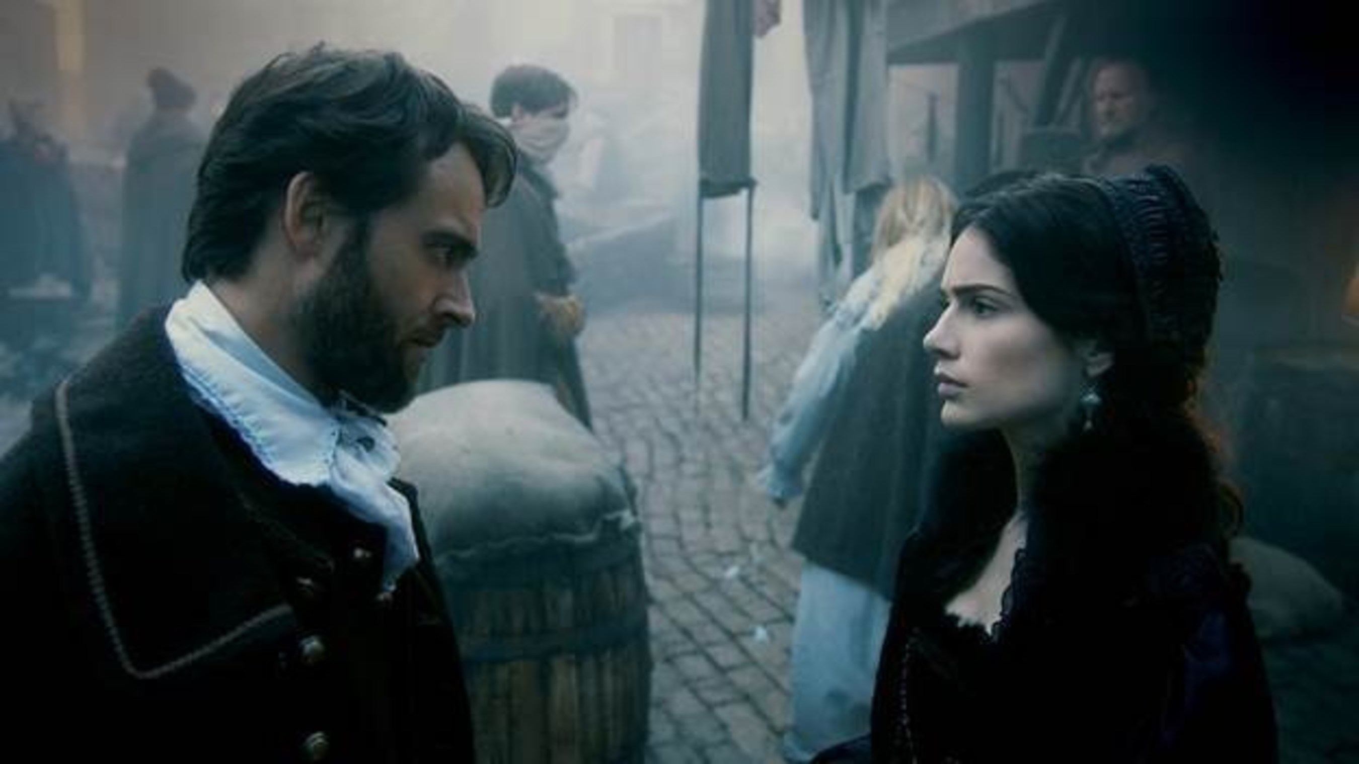 (L-R) Stuart Townsend as Samuel Wainwright and Janet Montgomery as Mary Sibley in the first look from WGN America's SALEM Season 2, premiering Sunday, April 5 at 10pm ET / 9pm CT.
