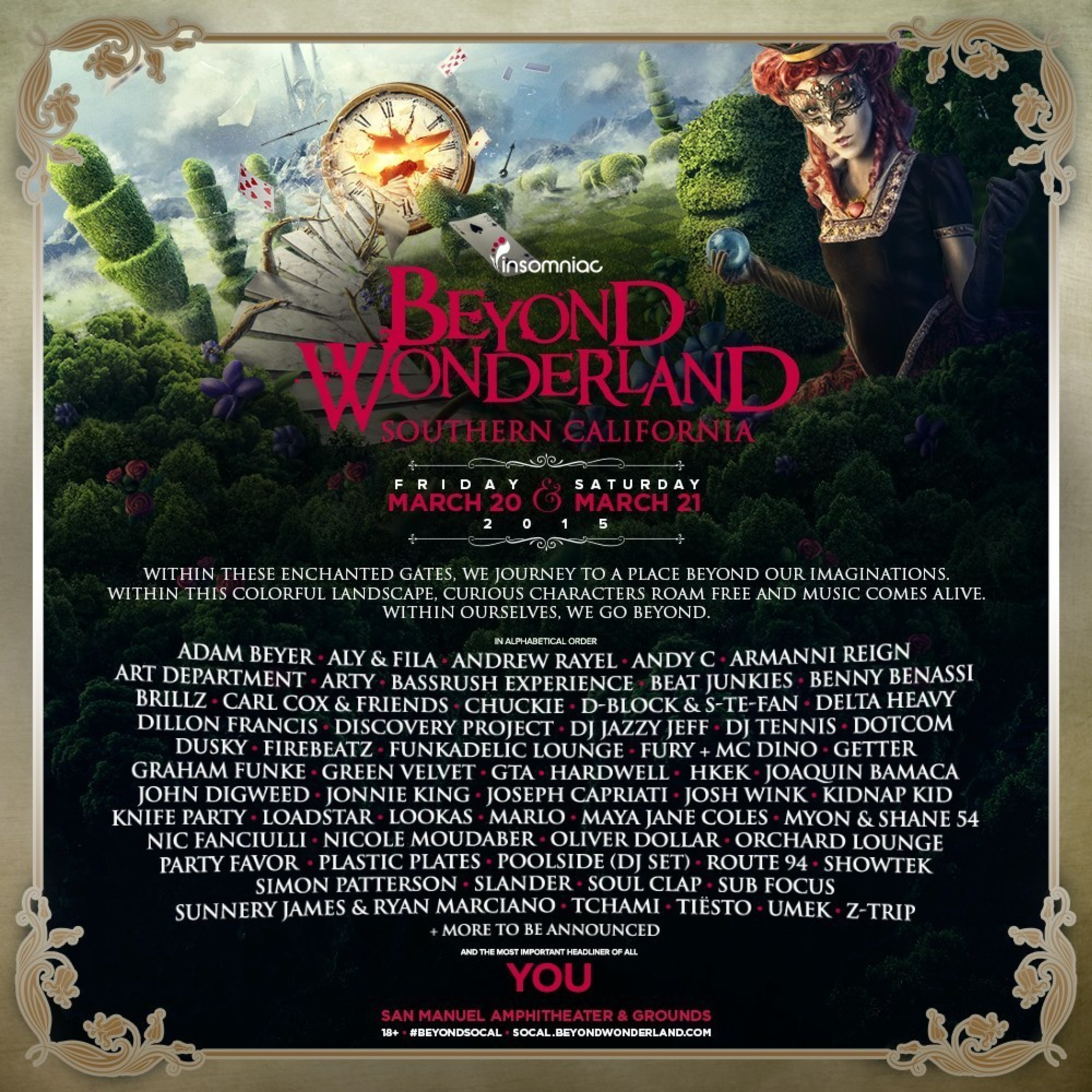 Insomniac Unveils Lineup for 2015 Beyond Wonderland, Southern California Taking Place March 20-21 at San Manuel Amphitheater & Grounds