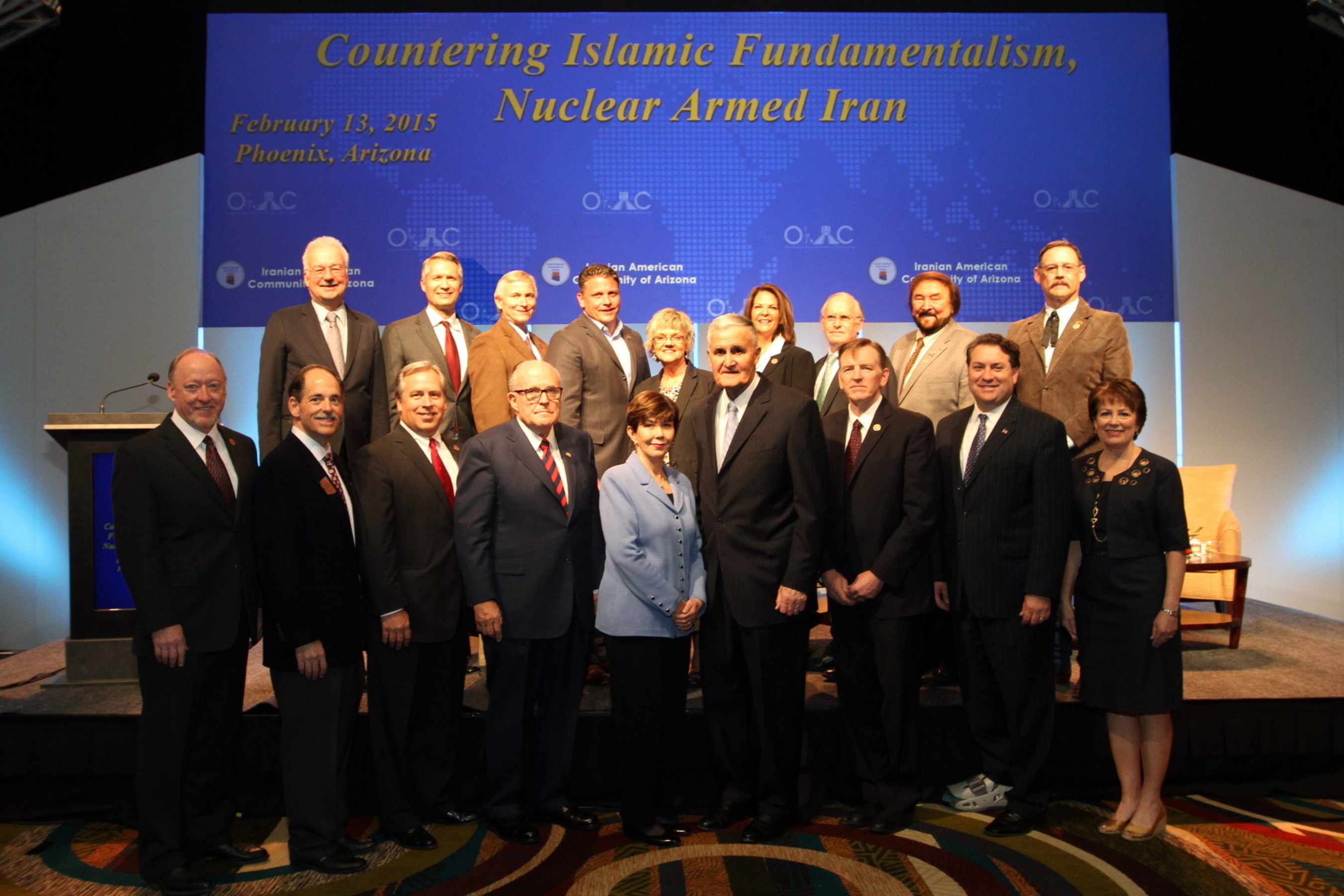 Mayor Rudy Giuliani, General Hugh Shelton and Linda Chavez joined Prominent Arizona officials to discuss "Countering Islamic Fundamentalism, a Nuclear-Armed Iran" on Feb. 13, 2015 in Phoenix, AZ.