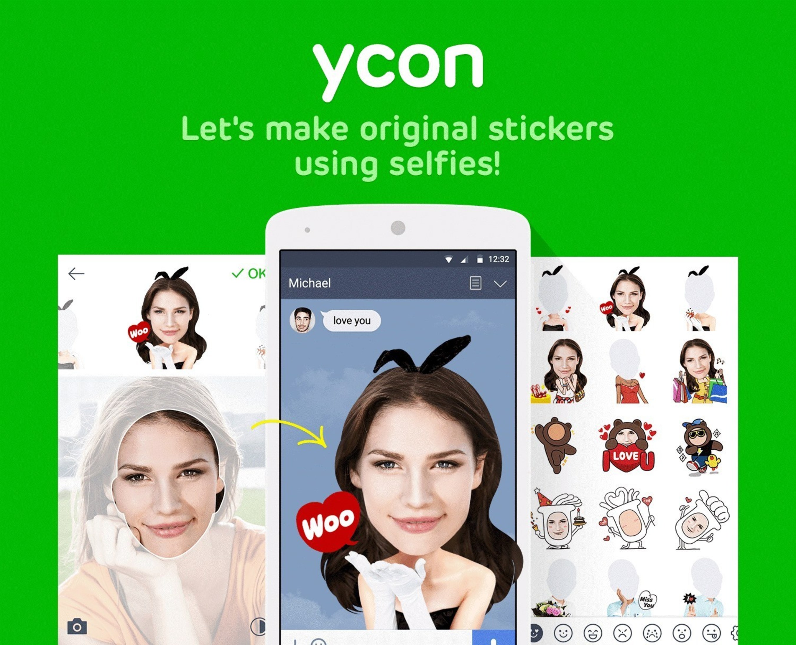 LINE Officially Launches Selfie Sticker Creation App "ycon"