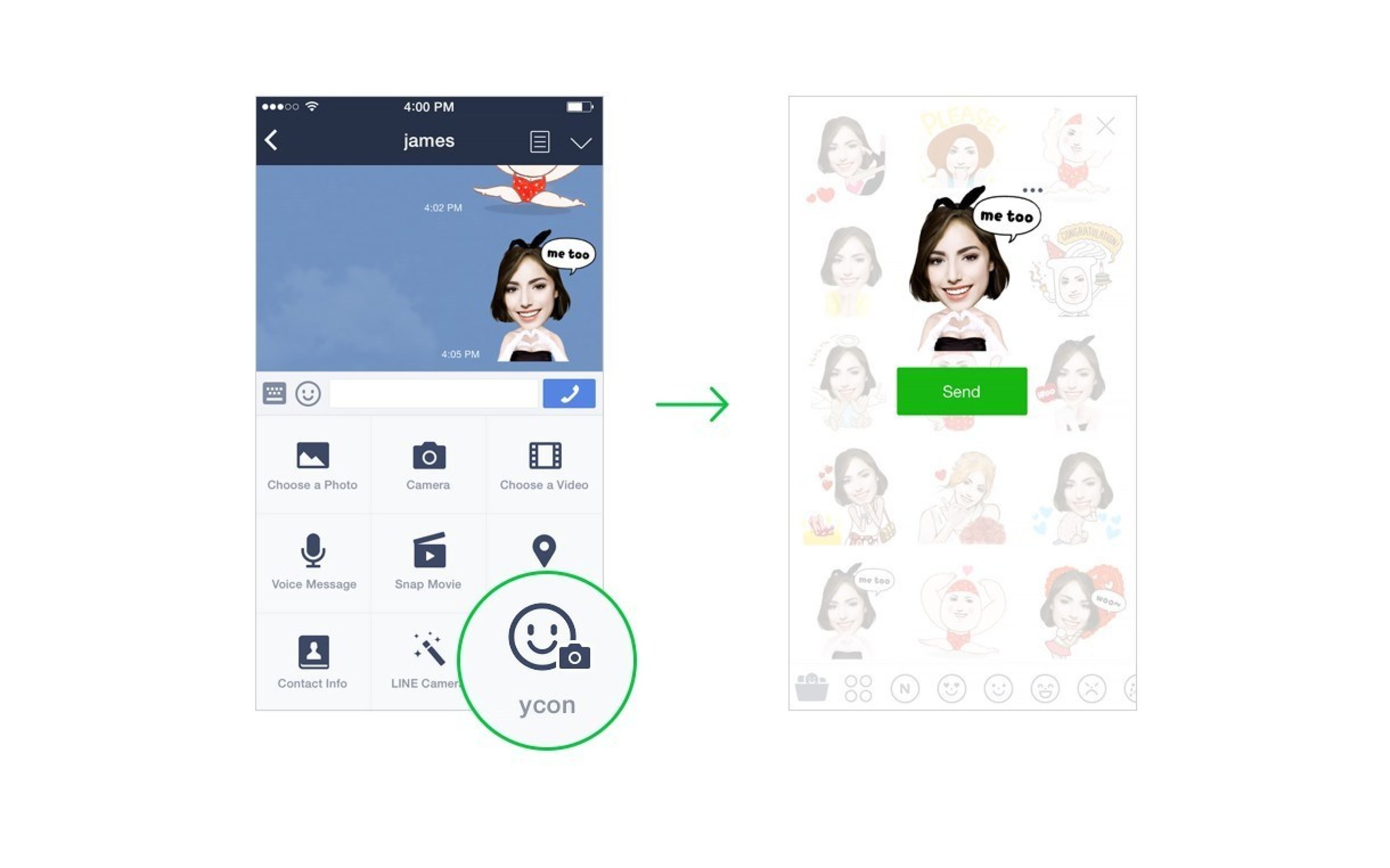 Access created stickers from LINE chats