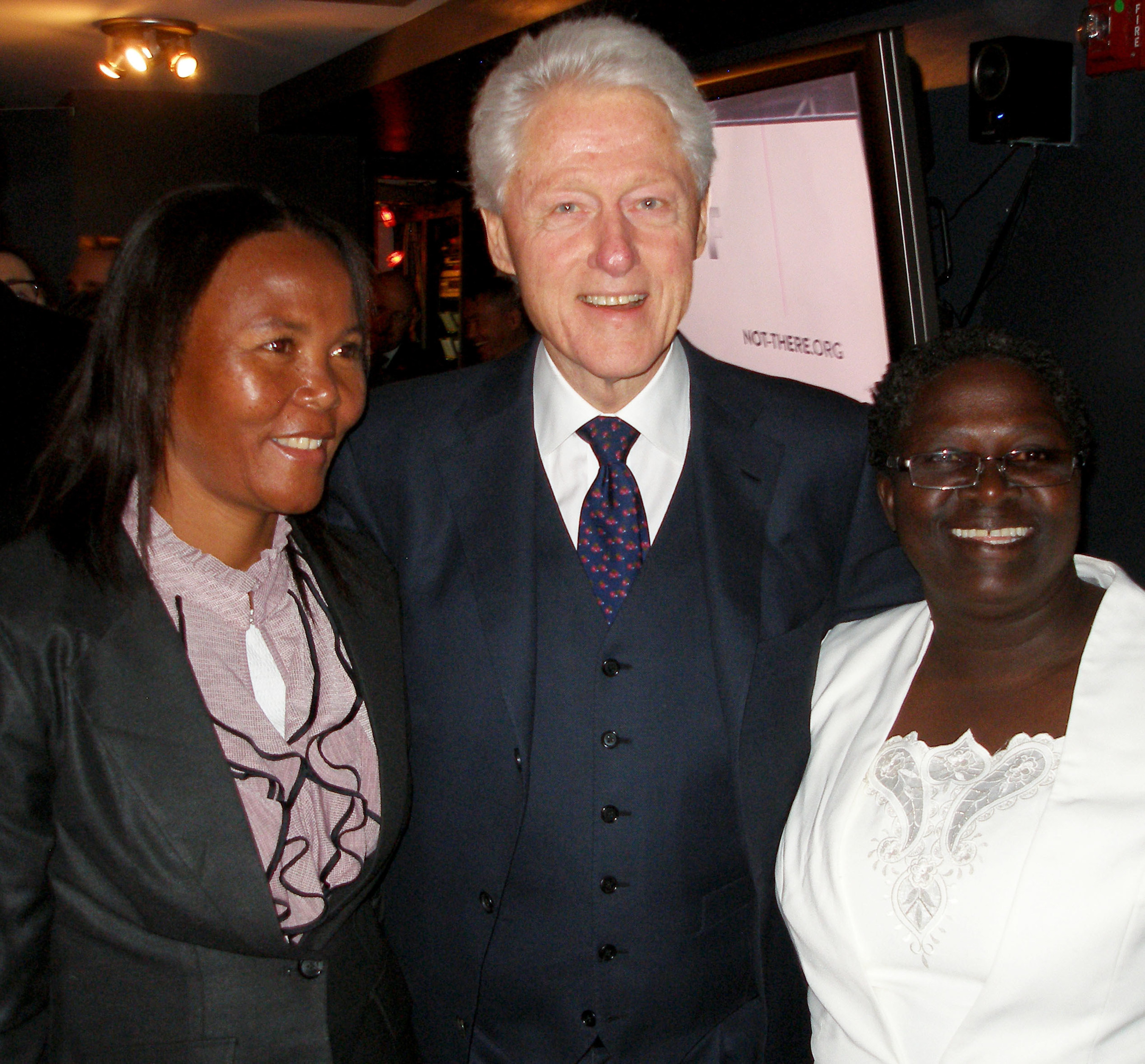Midwives For Haiti graduates, Genette Thelusmond and Magdala Jean, are thanked for their work to reduce maternal and infant mortality in Haiti by Former President Bill Clinton in New York City on March 9, 2015. Midwives For Haiti is a Richmond, Virginia non-profit organization working in Haiti to educate skilled birth attendants and increase access to skilled maternity care through several high impact health projects.