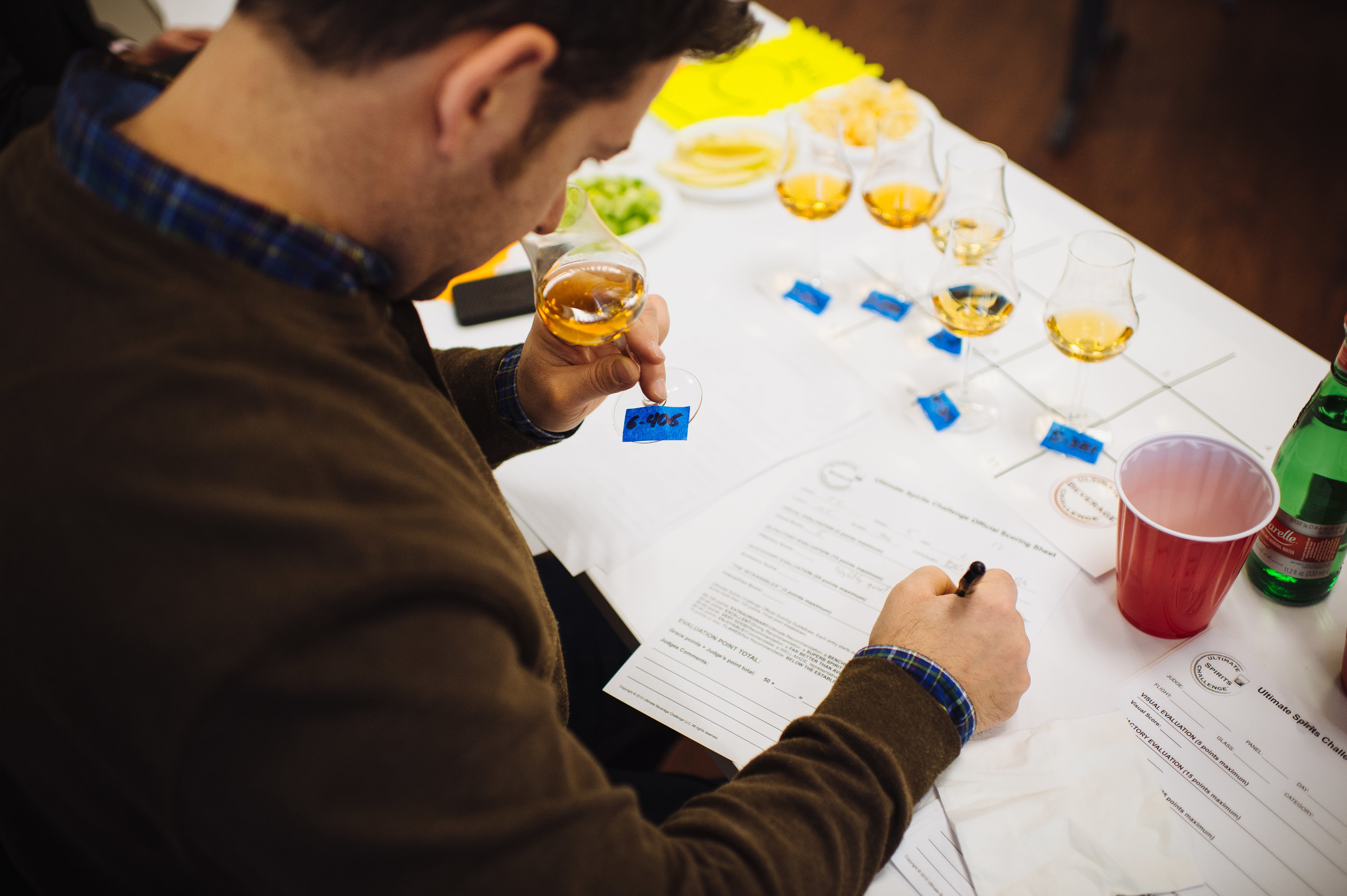 A judge for Ultimate Spirits Challenge 2015 nosing for a winner, a detailed process.