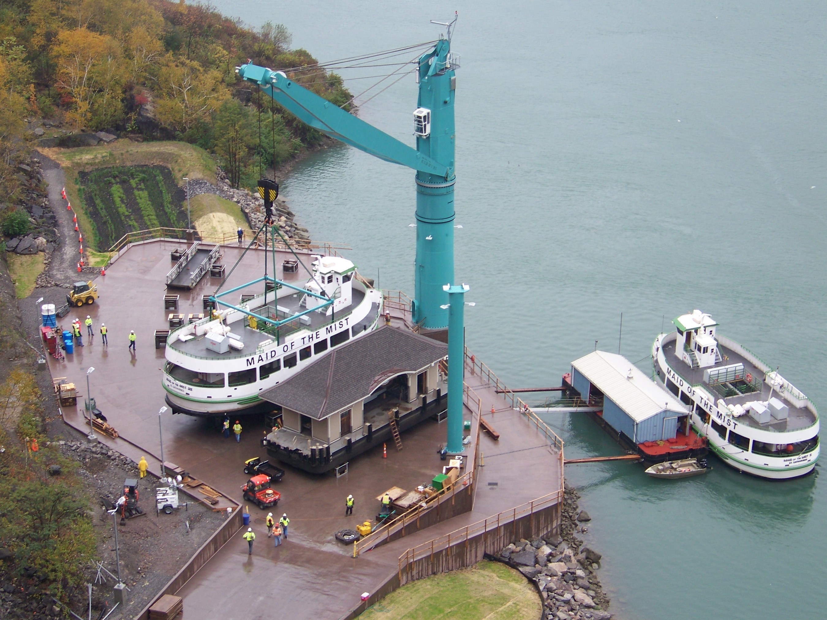 The Maid of the Mist dry dock facility in Niagara Falls, N.Y., is the off season home to Maid of the Mist VI and Maid of the Mist VII. The New York State Court of Appeals refused to hear challenges to lower court decisions dismissing a lawsuit filed by Hornblower, which challenged the Maid of the Mist's right to construct the facility.
