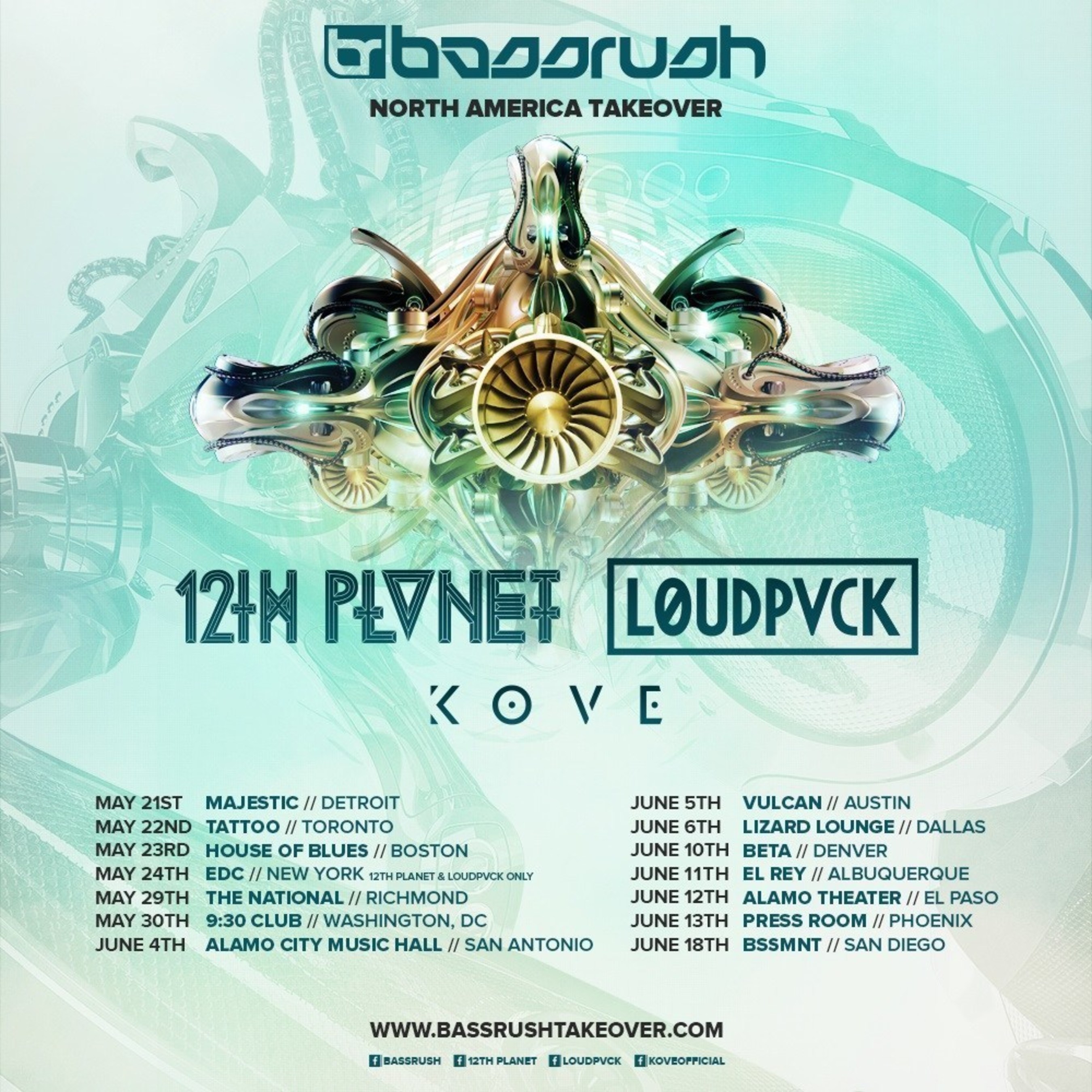 INSOMNIAC ANNOUNCES FIRST EVER BASSRUSH TOUR FEATURING 12TH PLANET, LOUDPVCK AND KOVE