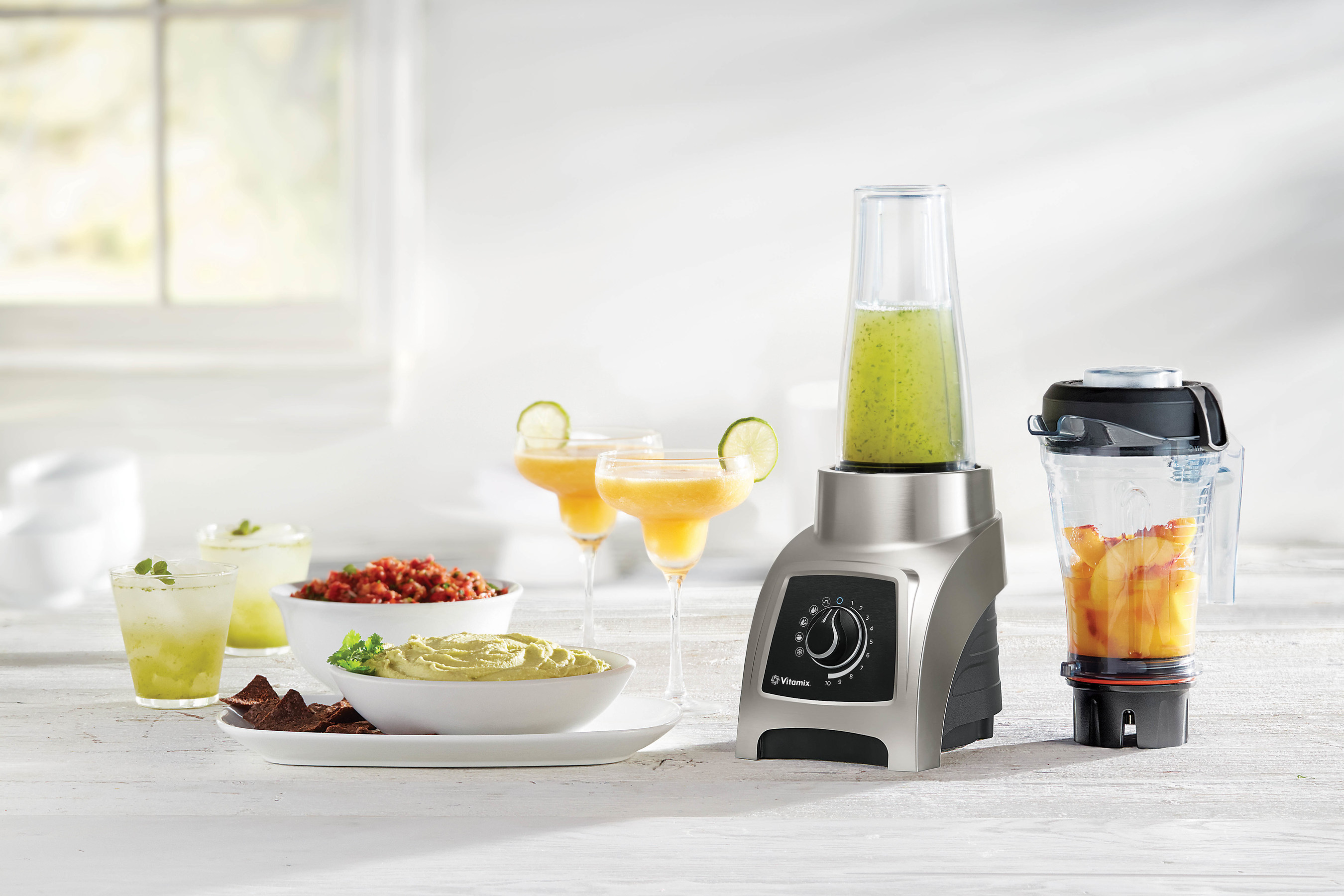 The Vitamix S55, a high-performance personal blender, takes the guesswork out of blending. Equipped with two unique containers and four pre-programmed settings for Smoothies, Power Blends, Dips & Spreads and Frozen Desserts, plus an automatic shut-off, the S55 makes it easy to achieve perfect results for every meal of the day.