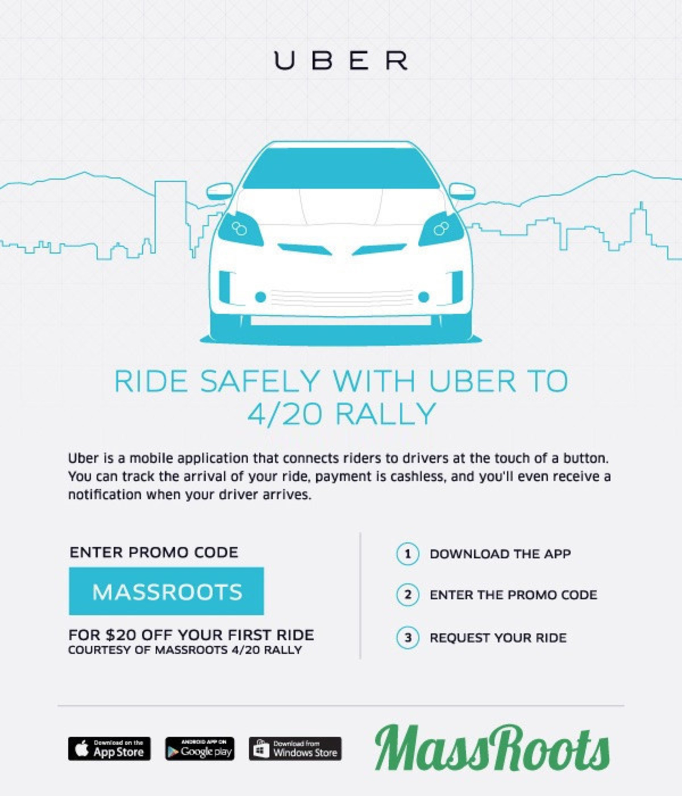 MassRoots and Uber are teaming up to help stop smoking and driving!