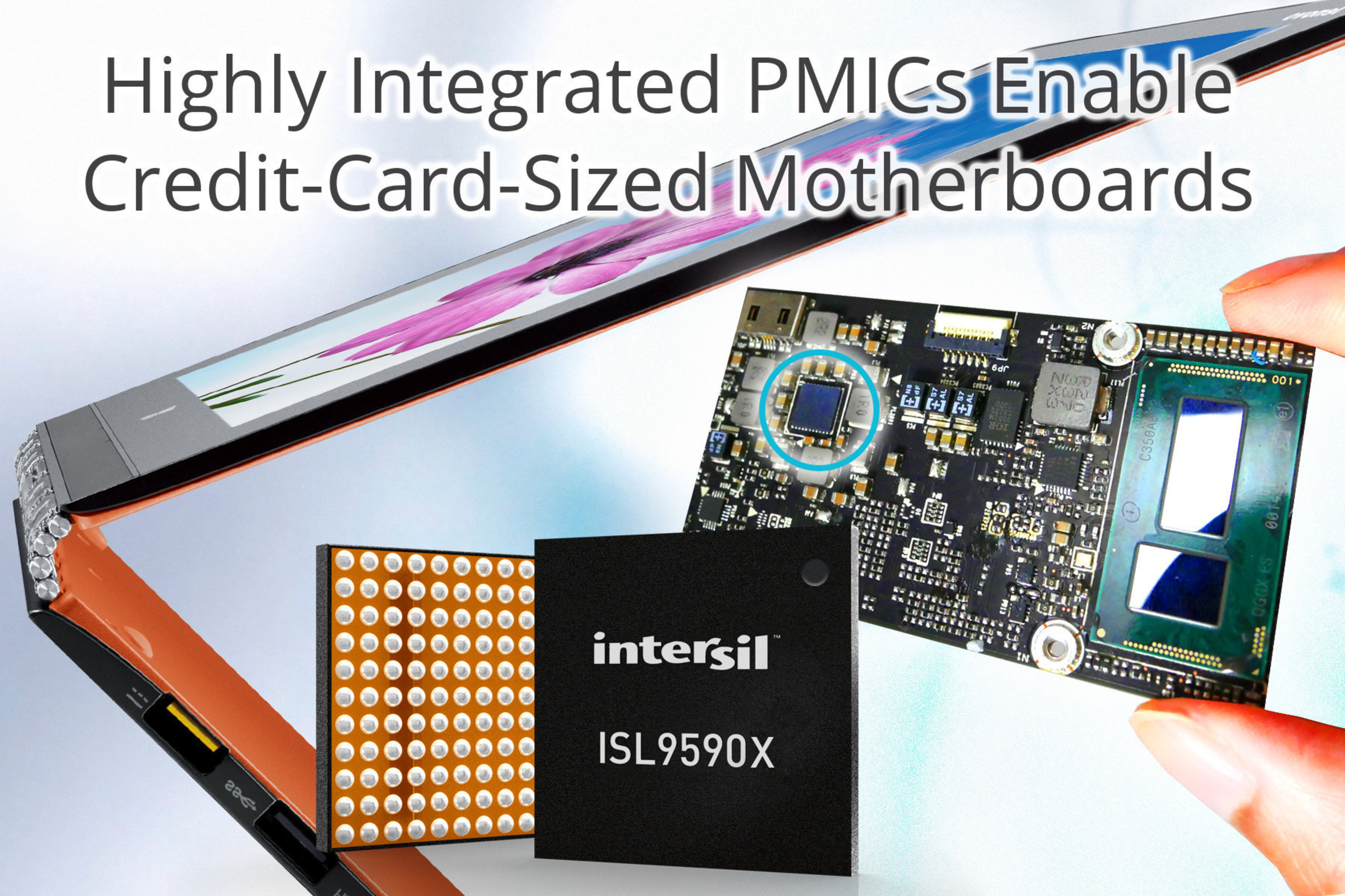 ISL9590x PMIC solutions shrink board space by 75%, enable first credit card-size motherboards