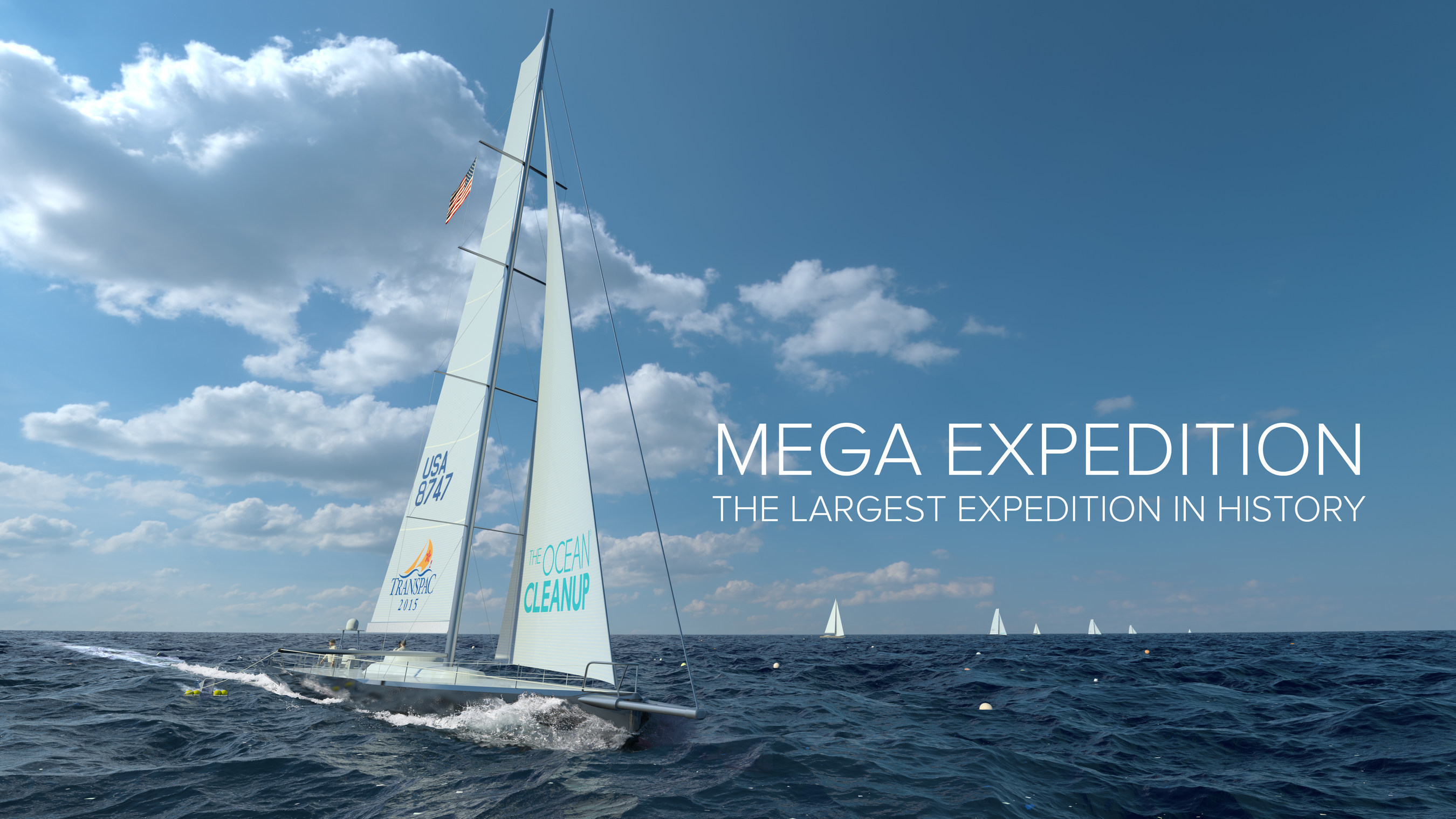 The Mega Expedition will take place in August 2015, in which up to 50 vessels will cover a 3,500,000 km? area between Hawaii and California in parallel, creating the first high-resolution map of plastic in the Pacific Ocean.
