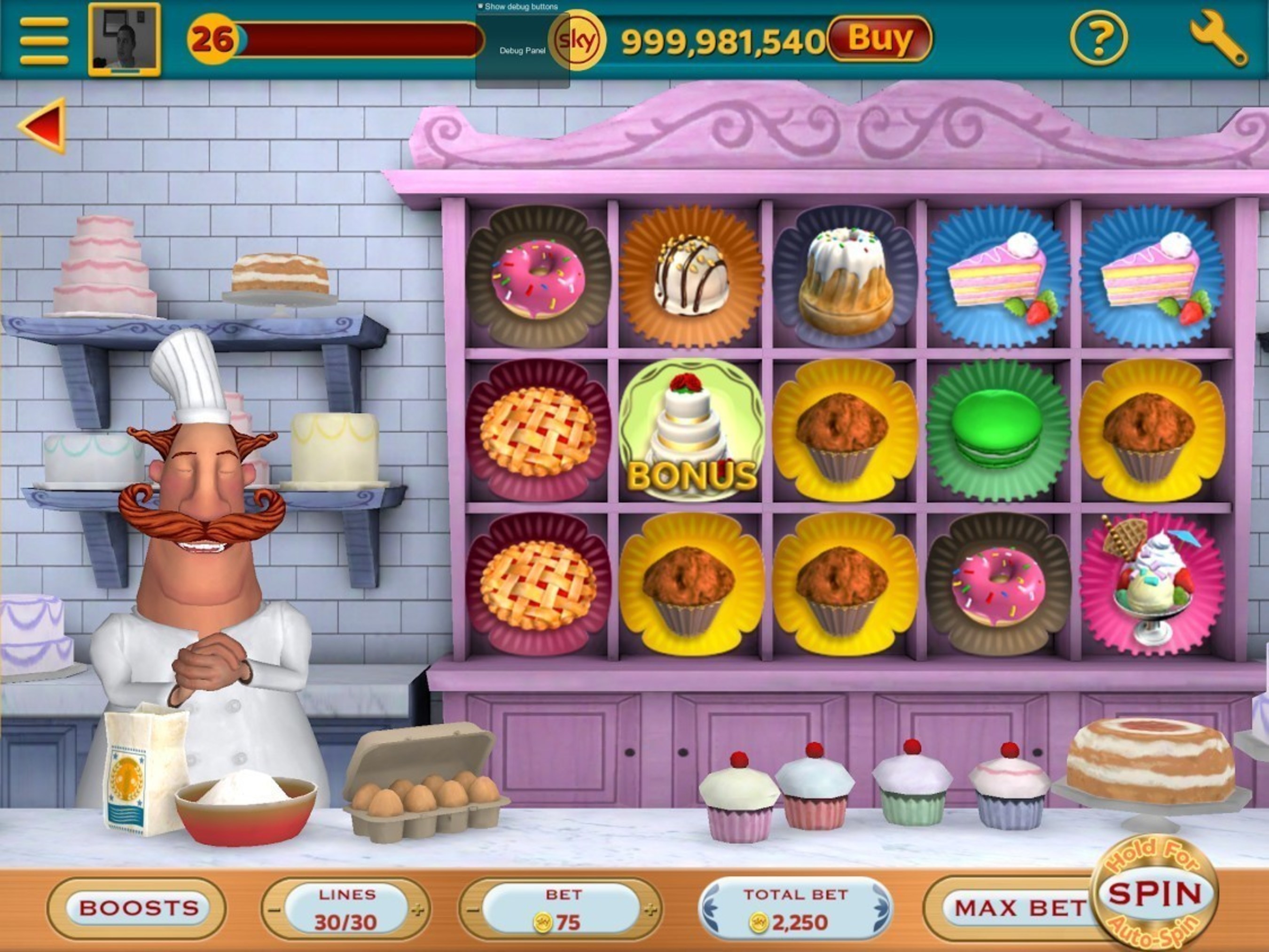 Cake Off: Got a sweet tooth? Join chef Pierre in his kitchen and help him bake a delicious range of cakes and desserts. Get the right mix and unlock our newest bonus game, piling up the pastries for bigger and bigger rewards!