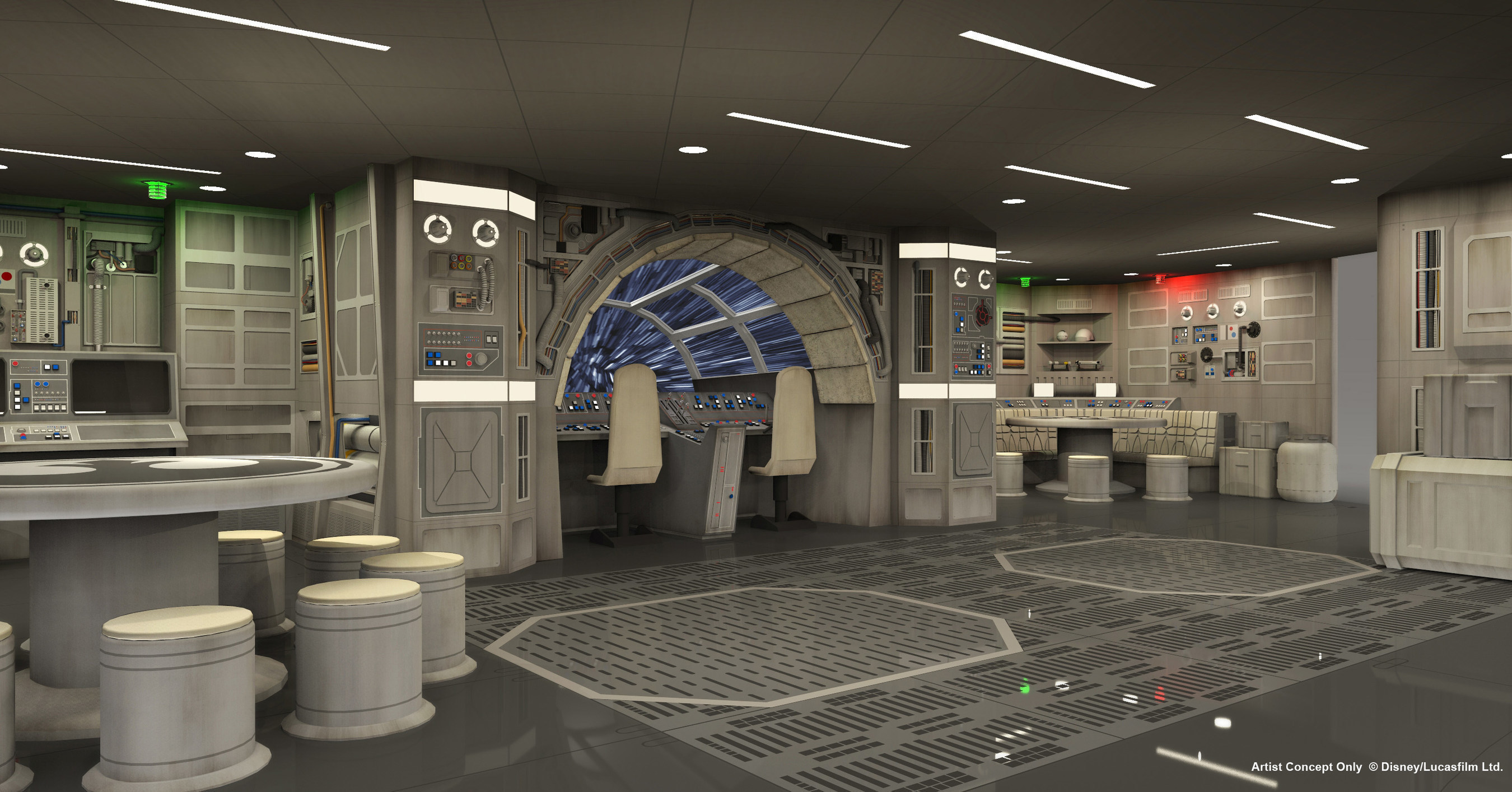 Kids in Disney's Oceaneer Club will be transported to a far away galaxy at Star Wars: Millennium Falcon, a Force-filled play area inspired by the spacecraft from the legendary saga. This new space on the Disney Dream debuts on the Oct. 26 four-night voyage from Port Canaveral to the Bahamas. (Artist Concept)