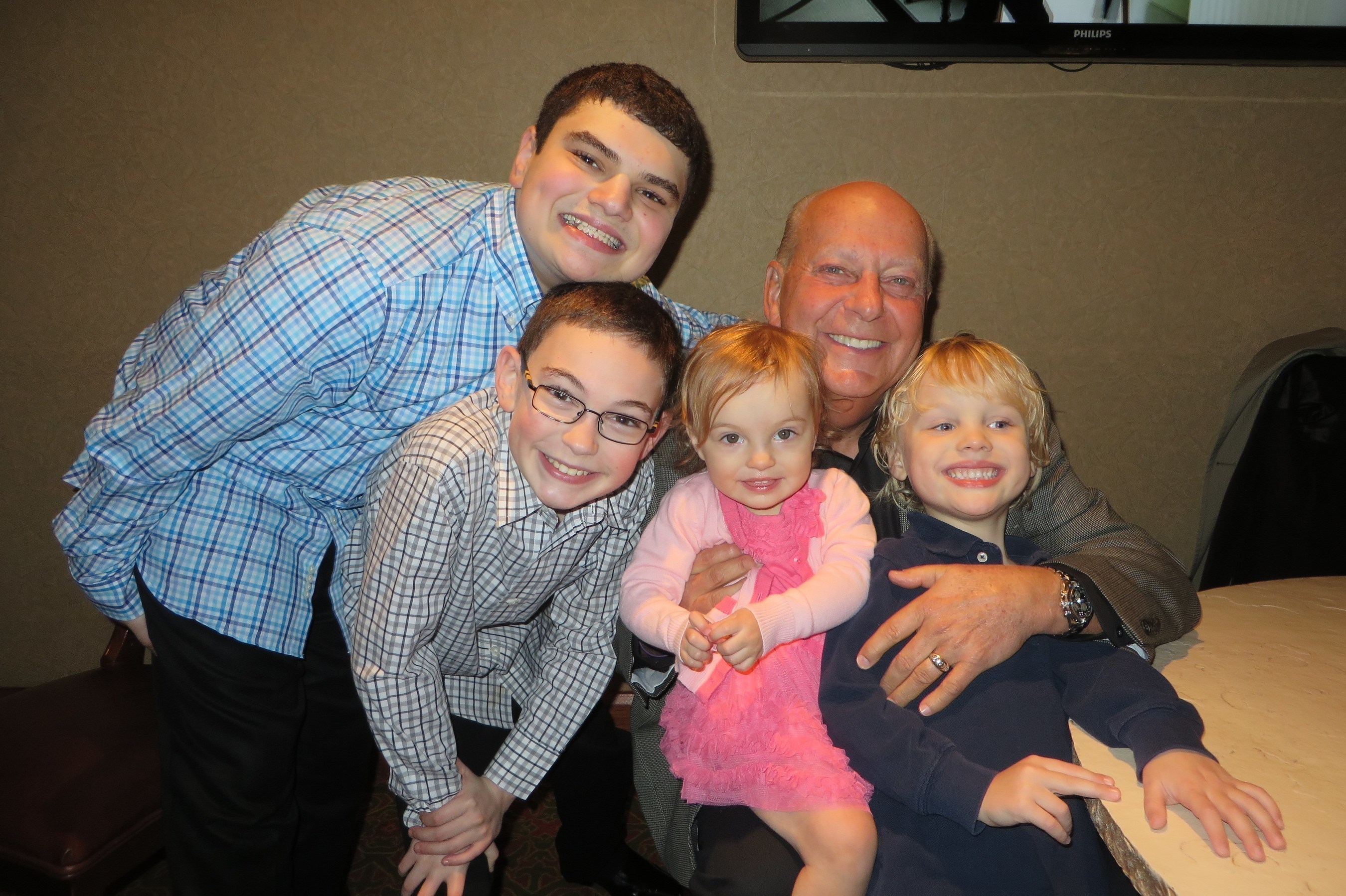 Pancreatic cancer survivor Michael "Poppie" Weber with his grandchildren