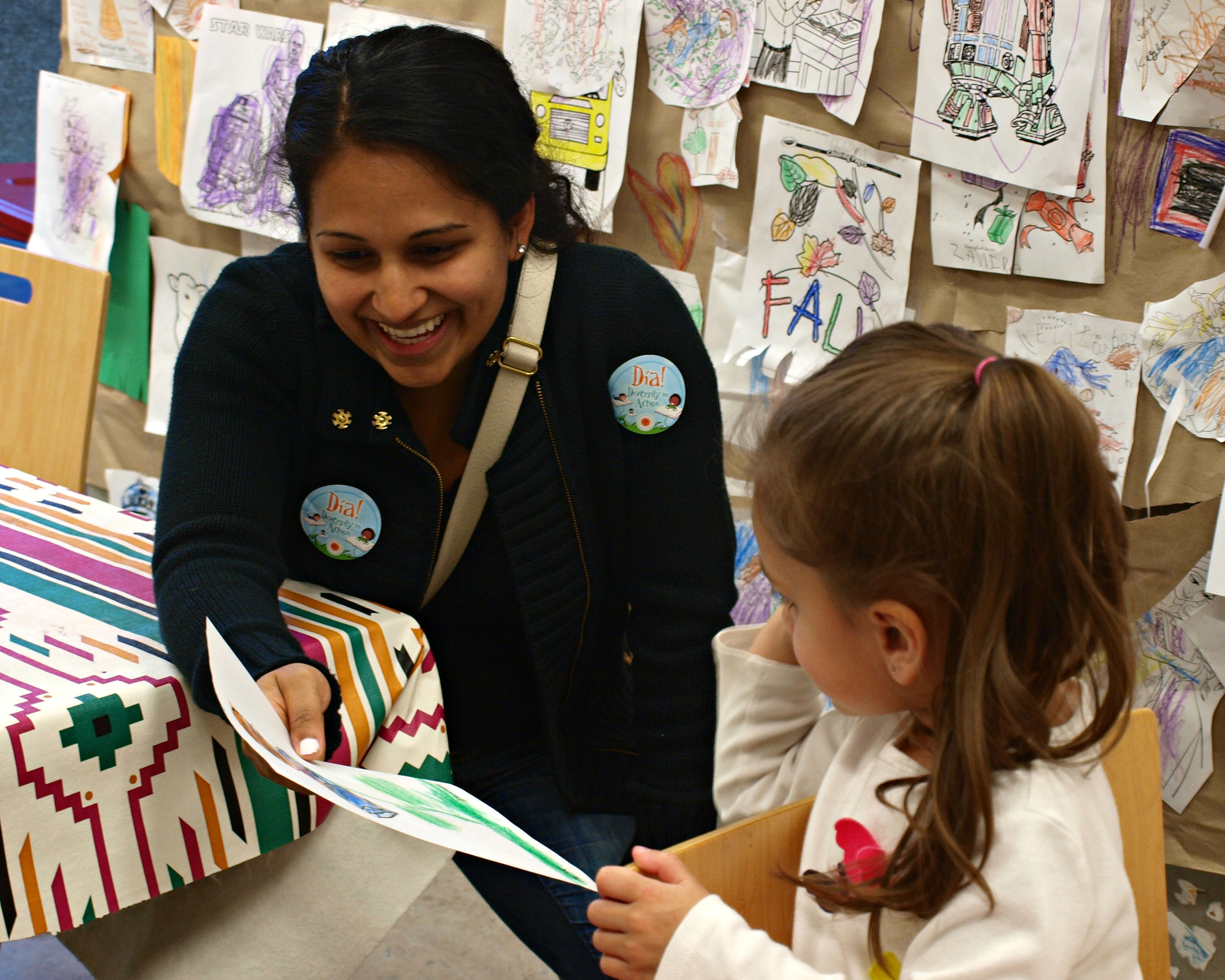 Families at Skokie Public Library in Illinois participate in a Dia program (photo courtesy of the Association for Library Service to Children)."