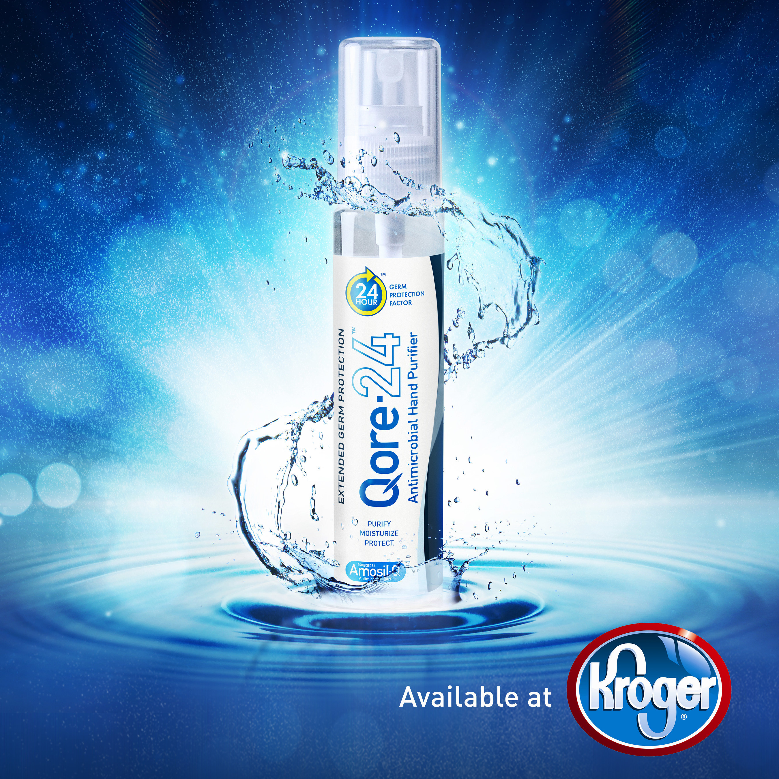Qore-24,  the world's only antimicrobial hand purifier, effectively killing germs for up to 24 hours, today announced it will be sold at all Kroger stores nationwide.