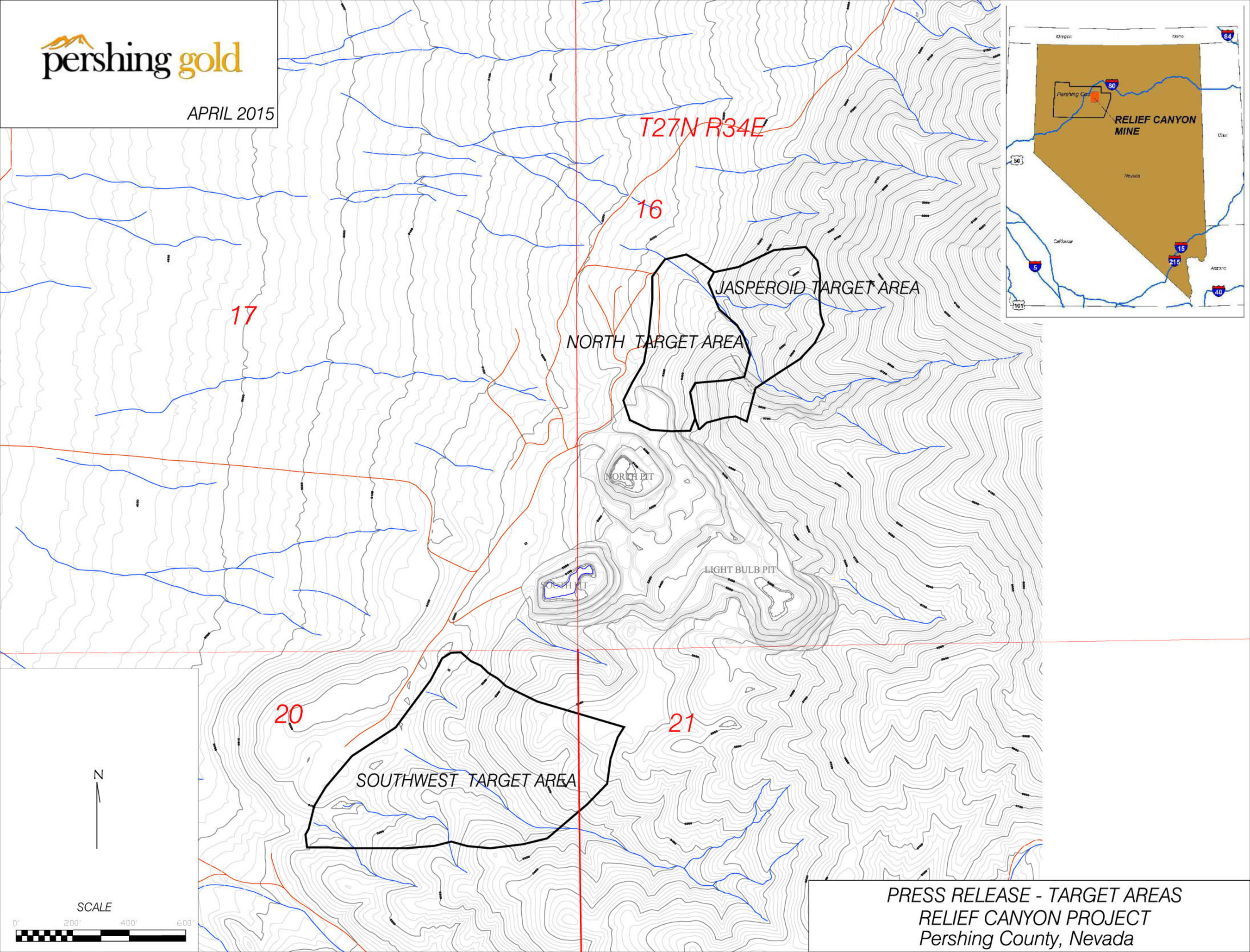 Figure 1, Target Areas, Relief Canyon Project.