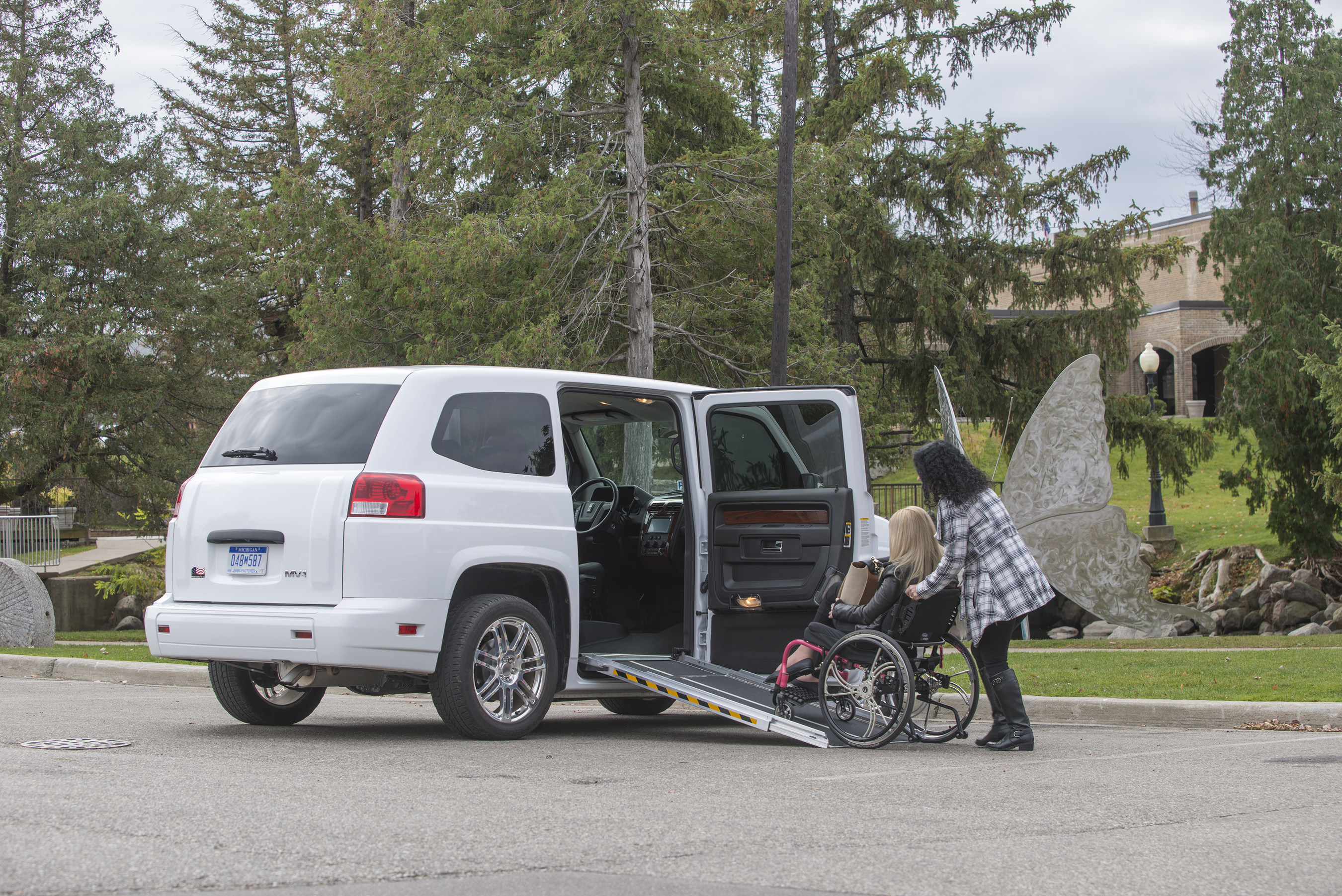 The MV-1 is the only vehicle built from the ground up for universal accessibility, offering wheelchair and scooter users safe and durable transportation.