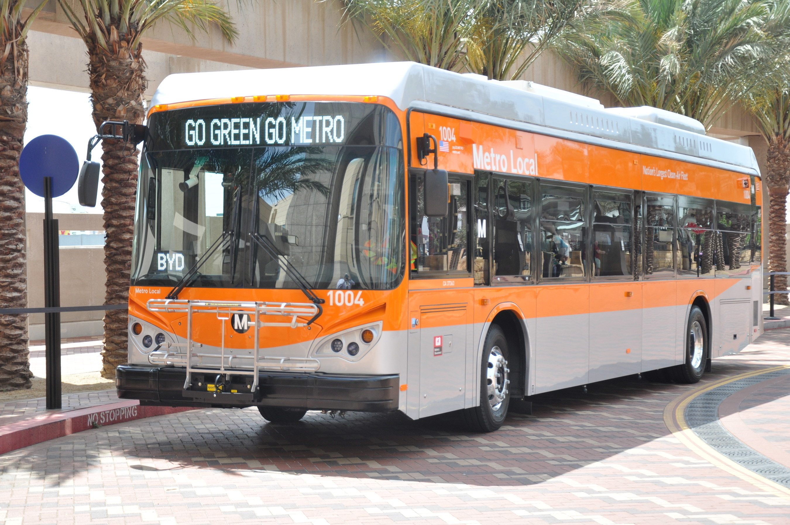 One of Los Angeles Metro's first Battery Electric Transit Buses built by Southern California Electric Vehicle manufacturer BYD Motors