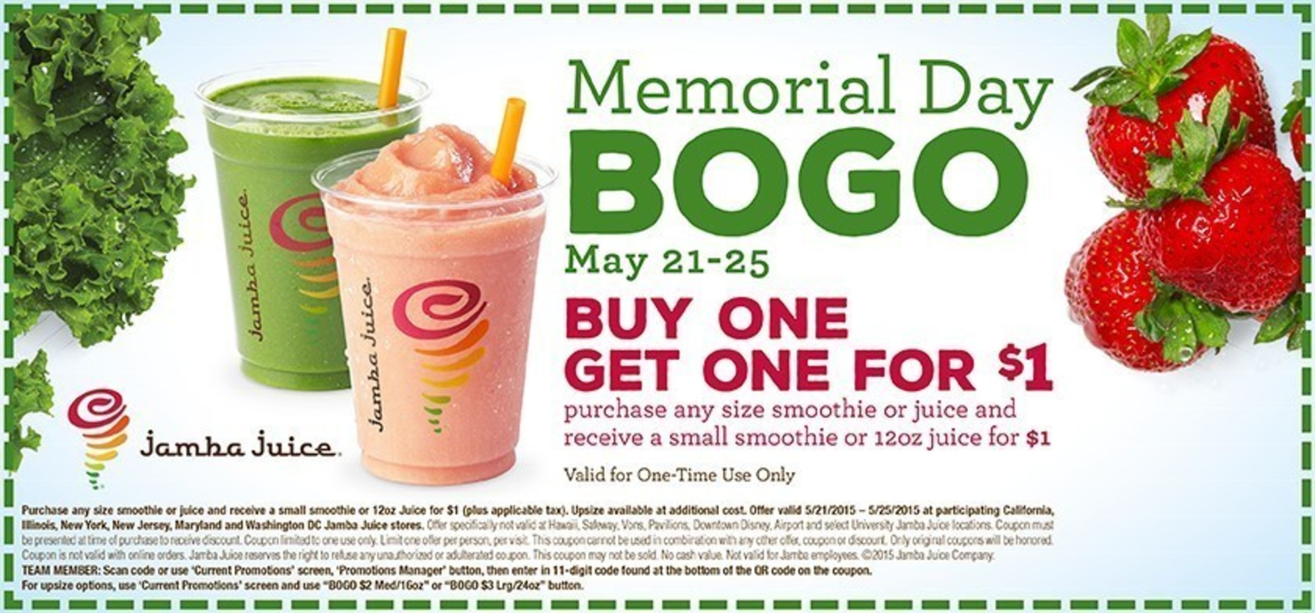 Jamba Juice Offers Memorial Day Weekend Bogo 1 Deal From May 21
