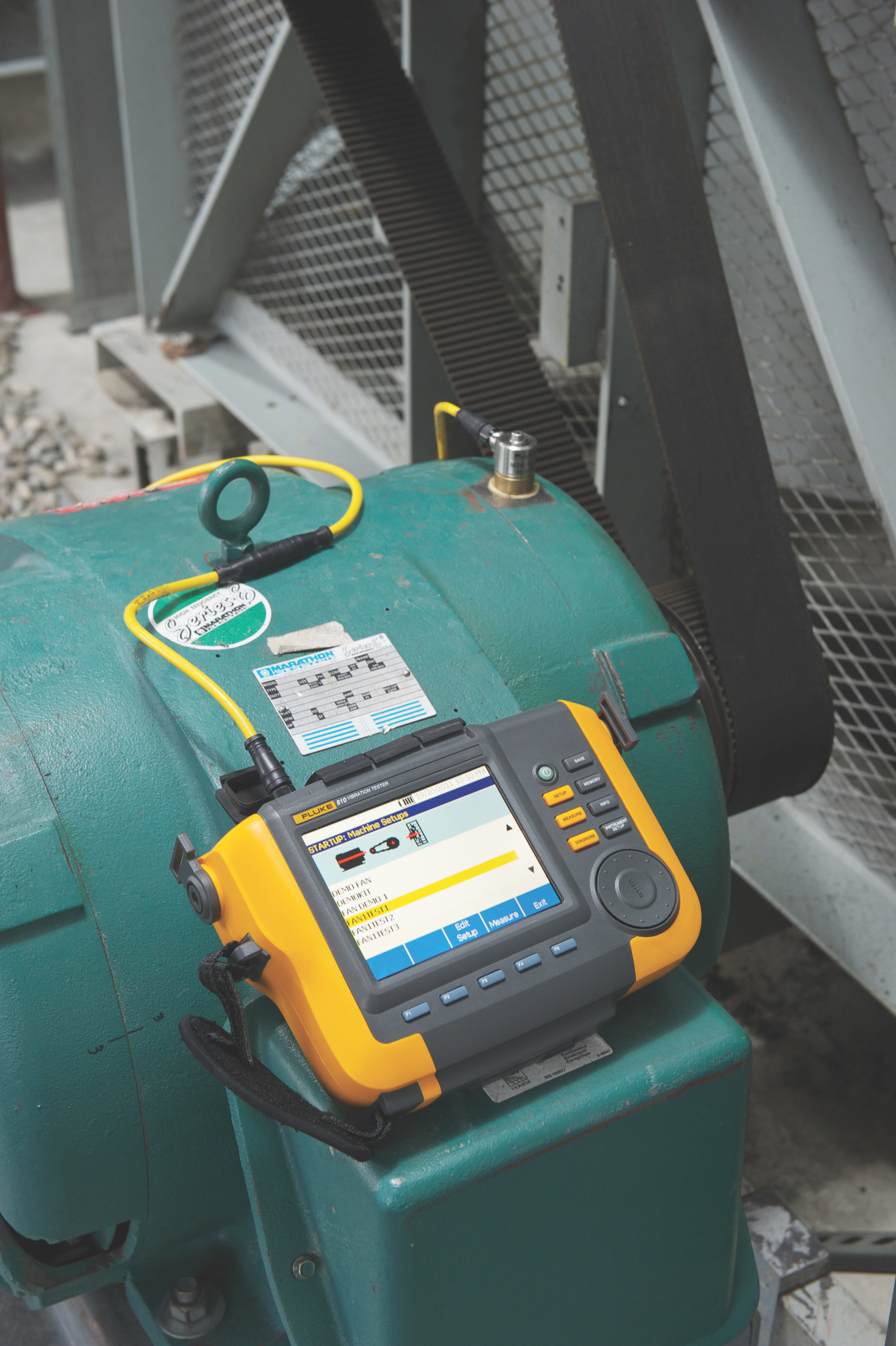 The 810 Vibration Tester combines a powerful diagnostic engine with a simple step-by-step process to report on specific machine faults and their severity the first time measurements are taken, without prior measurement history. It provides quantifiable proof of equipment condition that drives investment decisions to repair or replace machinery and allows maintenance technicians to anticipate equipment failures before they happen to minimize unplanned downtime and better control spare parts inventory.
