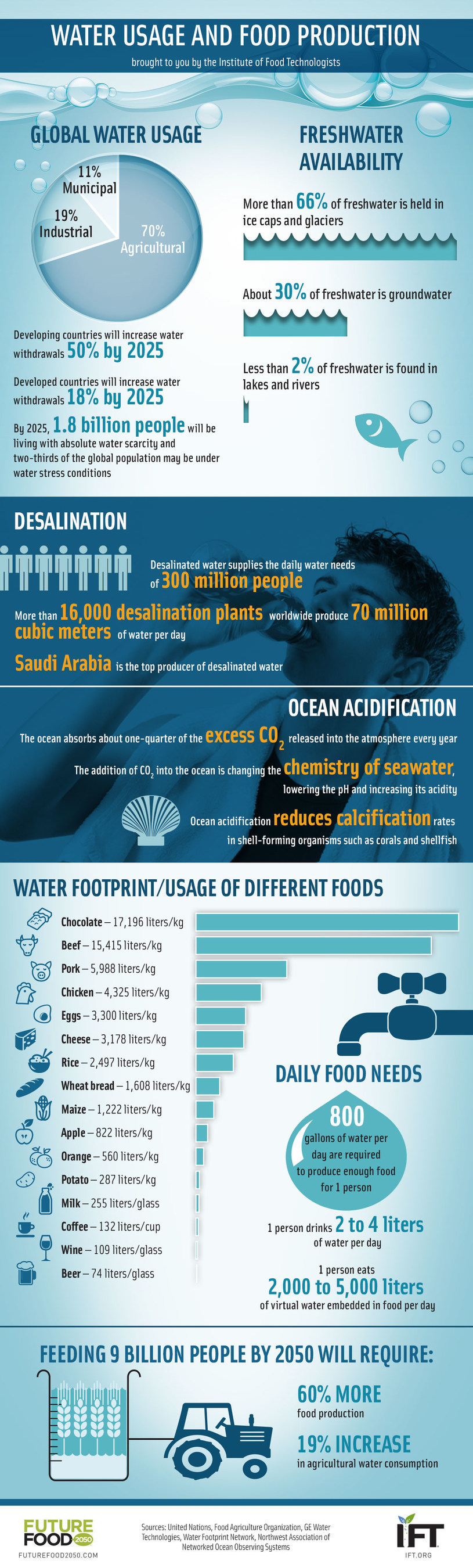 Water Usage and Food Production Infographic
