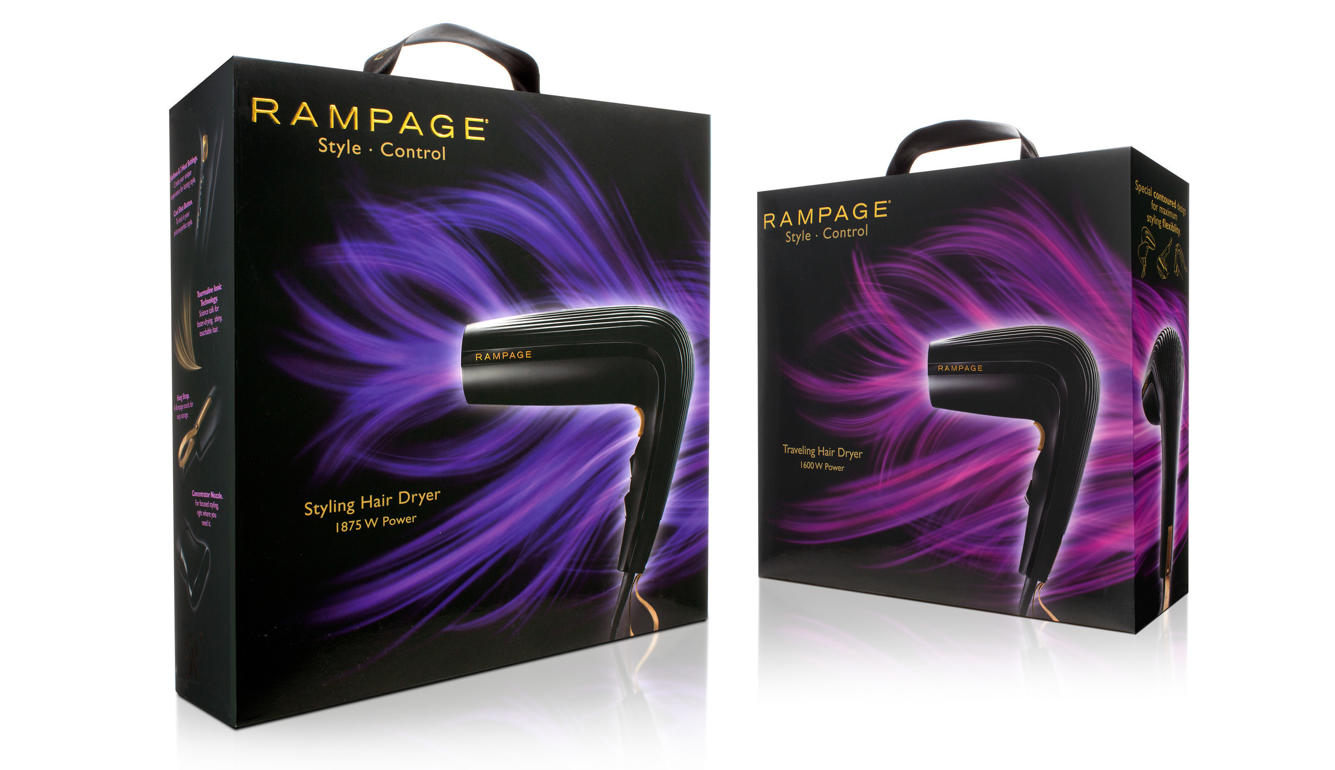 Rampage Styling Hair Dryer and Rampage Traveling Hair Dryer; Design:  Anthem (Toronto)