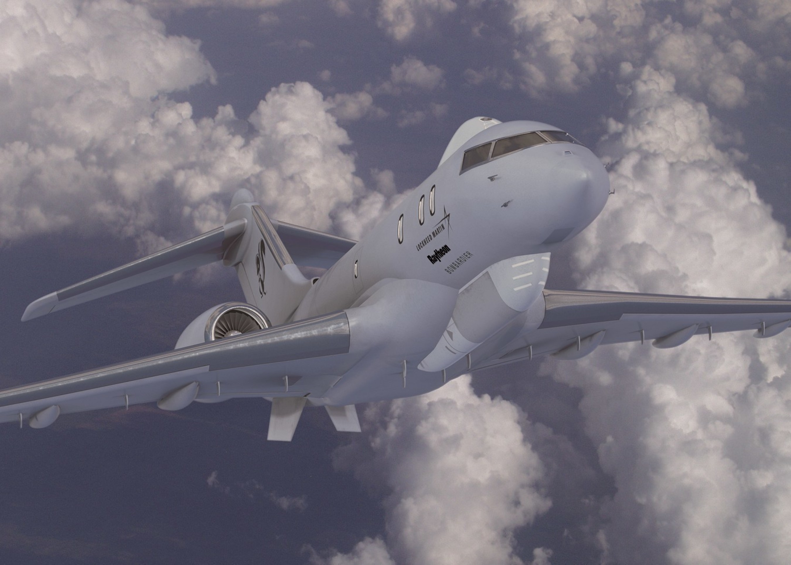 An artist's concept of the JSTARS Recap business jet platform proposed by the Lockheed Martin-led team with Raytheon and Bombardier.