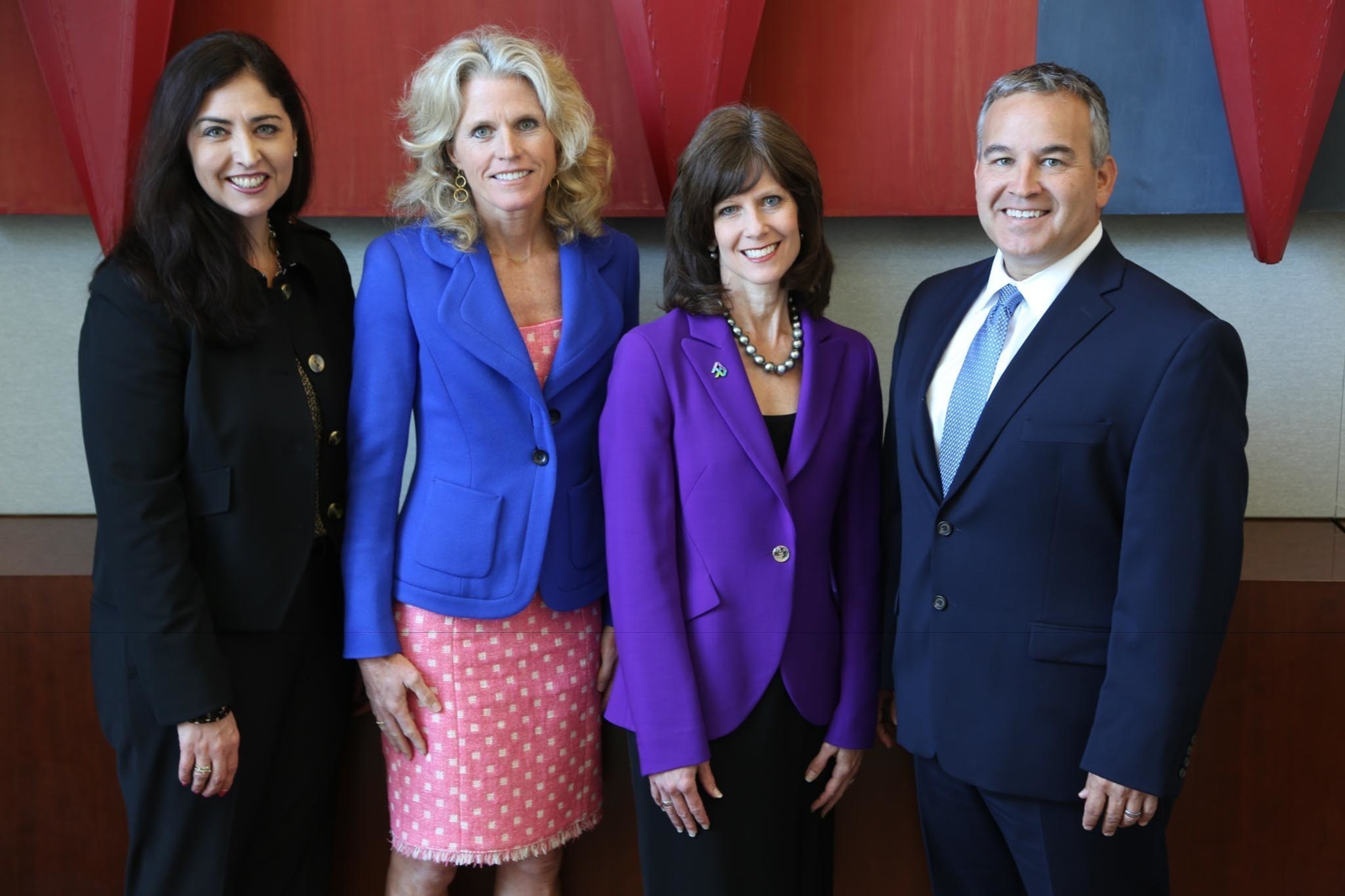 AMN Healthcare corporate governance leaders (L to R): Whitney Laughlin, Deputy General Counsel; Denise Jackson, General Counsel; Susan Salka, President & CEO; and Louis Alonso, Senior Corporate Counsel