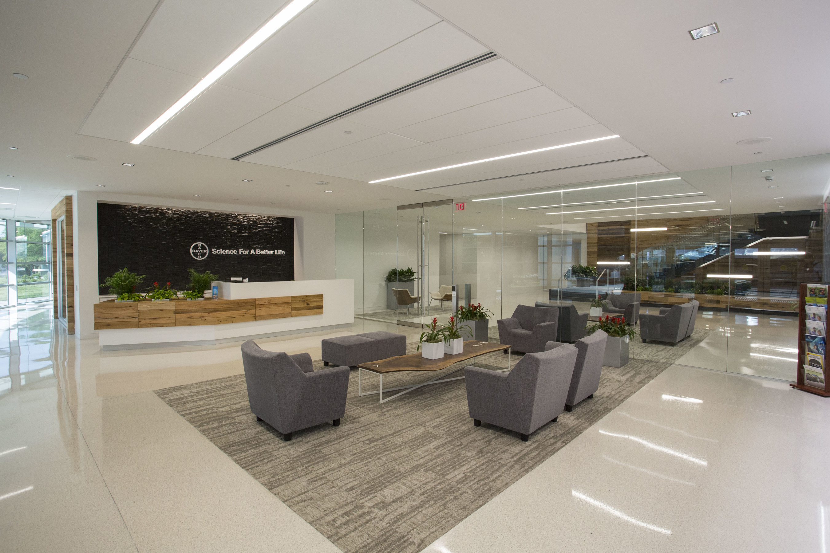 The newly renovated Bayer CropScience headquarters boasts a modern and open design where employees have the resources and space to work efficiently, as well as amenities further enhancing Bayer's reputation as one of the Triangle's best places to work.