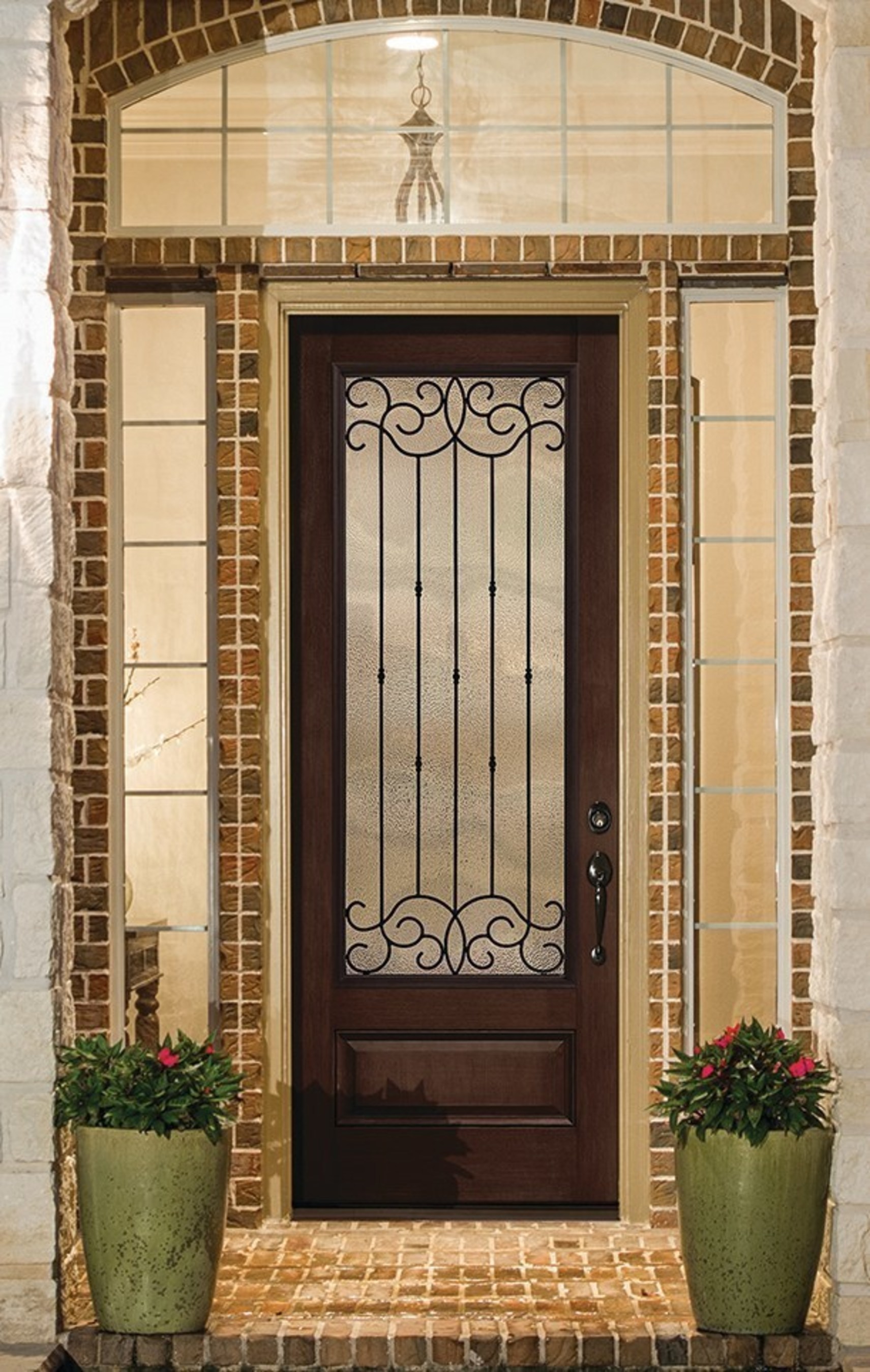 This Therma-Tru Classic-Craft Mahogany Collection door features Borrassa glass package and has just been designated as a Consumers Digest "Best Buy" for fiberglass entryways.