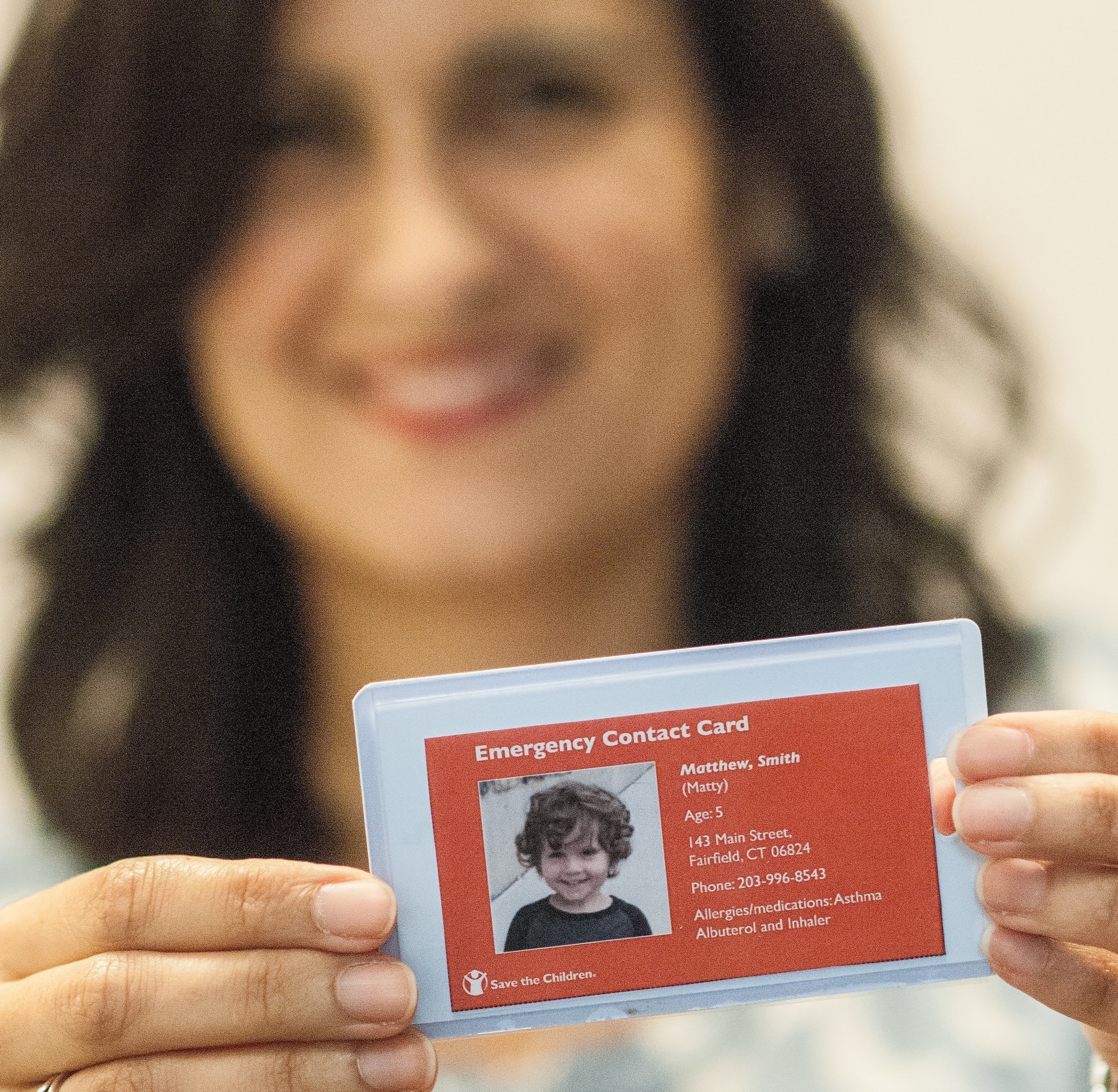 Save the Children's "Stay Connected" campaign calls on parents to create emergency contact cards. These can serve as a lifeline to children when disasters separate families. After Hurricane Katrina, there were 5,000 reports of missing children. Credit: Susan Warner/Save the Children