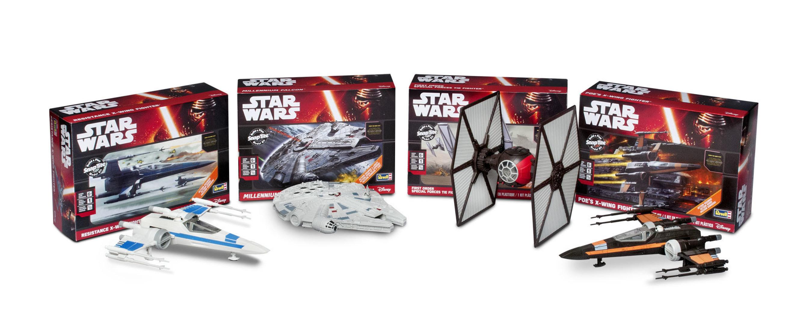 Star Wars Millennium Falcon First Order Tie Fighter Model Kit Revell Snap Tite 