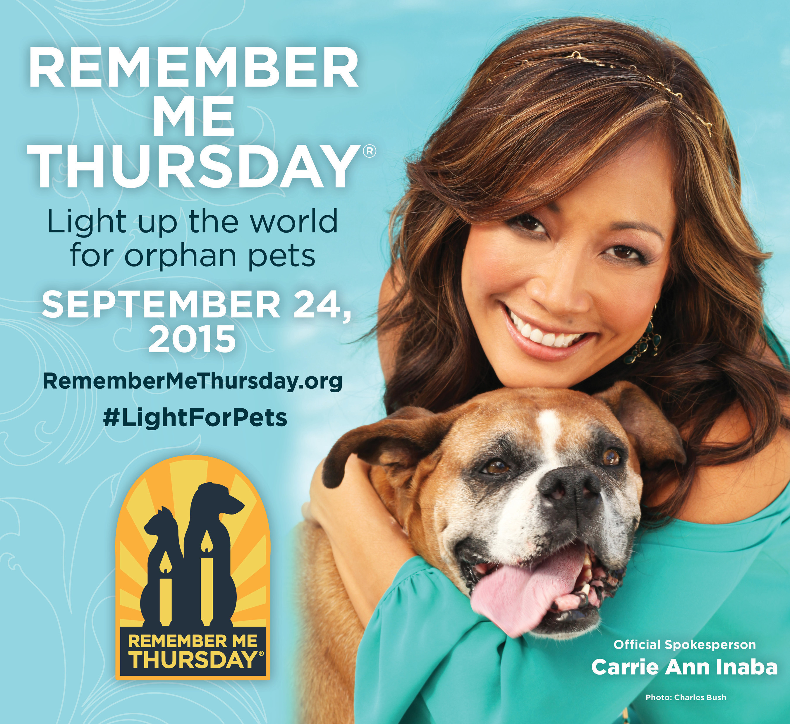 Remember Me Thursday(R) 2015 Official Spokesperson Carrie Ann Inaba with adopted dog, Cookie. Photo credit: Charles Bush
