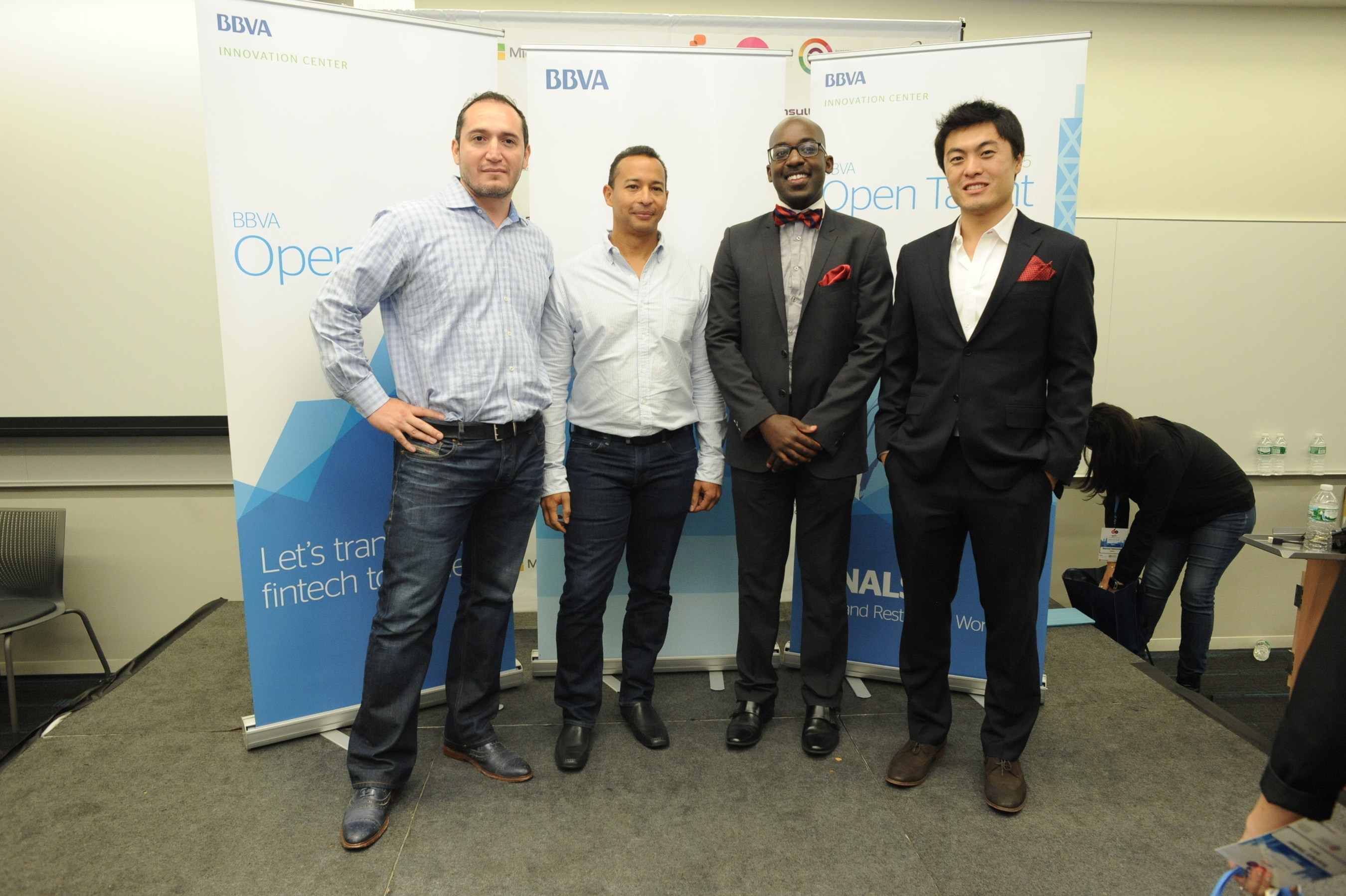 (l-r) LendingFront CEO and co-founder Jorge Sun, LendingFront CTO and co-founder Dario Vergara, ModernLend co-founder Kobina Ansah, ModernLend co-founder Shuo Zhang