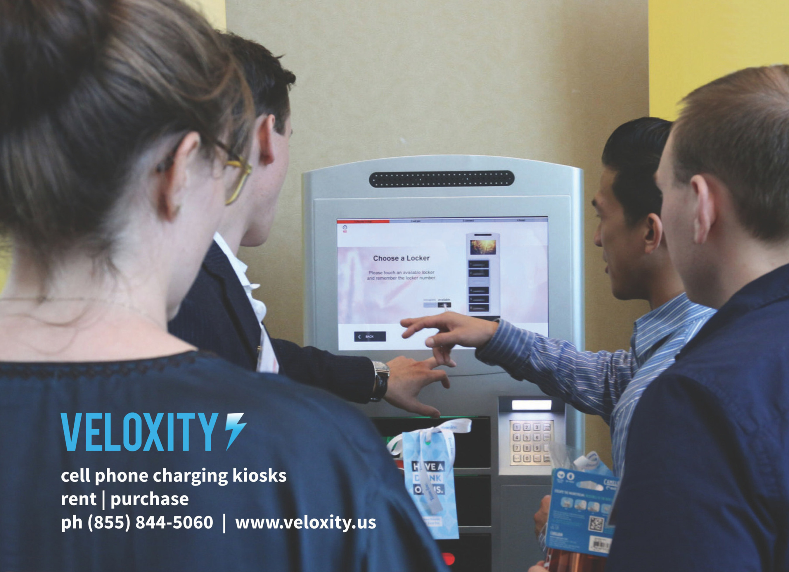Veloxity cell phone charging kiosk